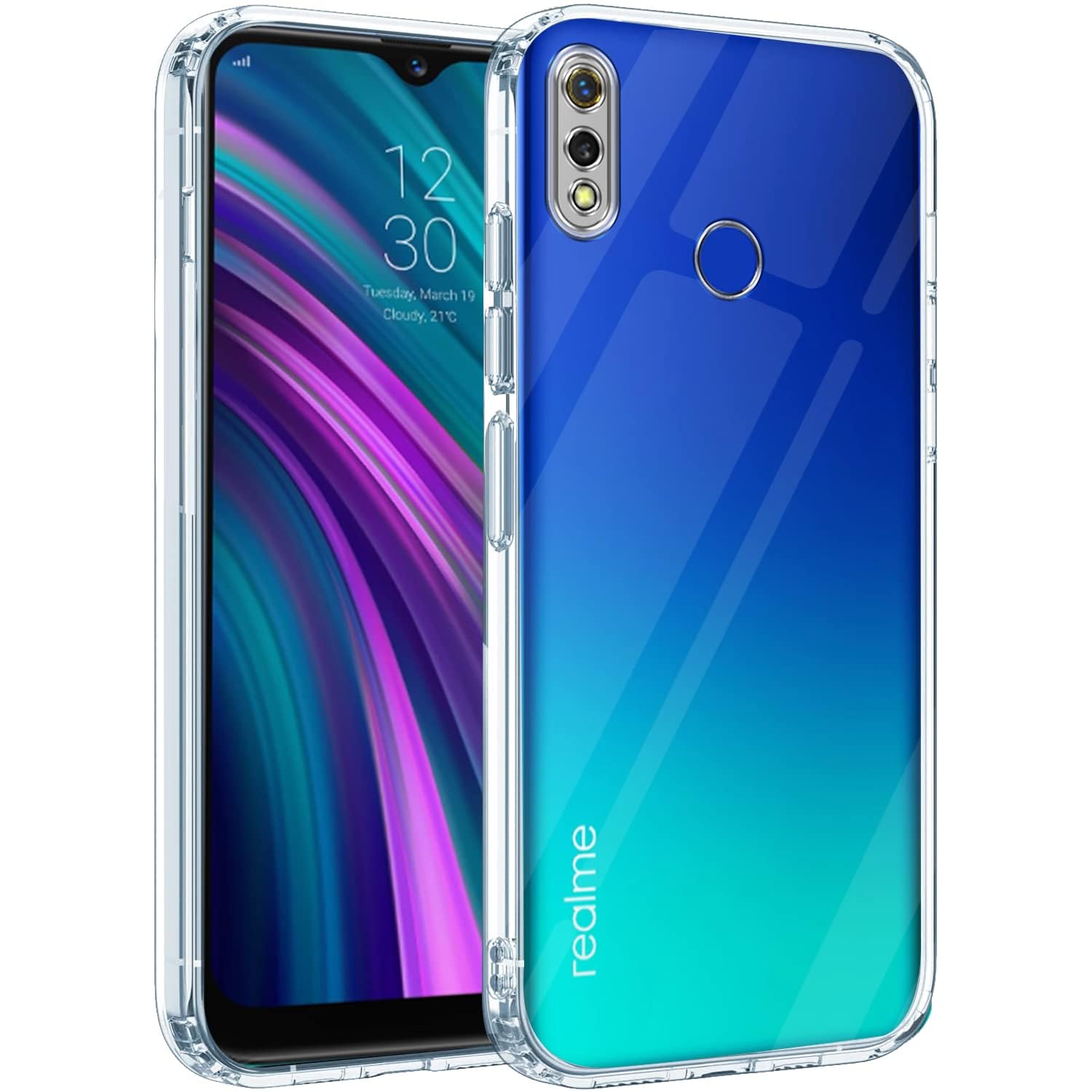 For Realme 3 | Realme 3i Back Cover (Silicone Clear Shockproof Case with Camera Protection | Soft and Flexible)