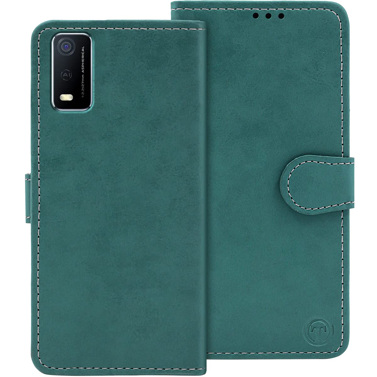 For Vivo Y3s (2021) Flip Cover Case (Fine Leather Finish | Magnetic Closure | Foldable Stand | Slots for Sim-Cards-Pin)