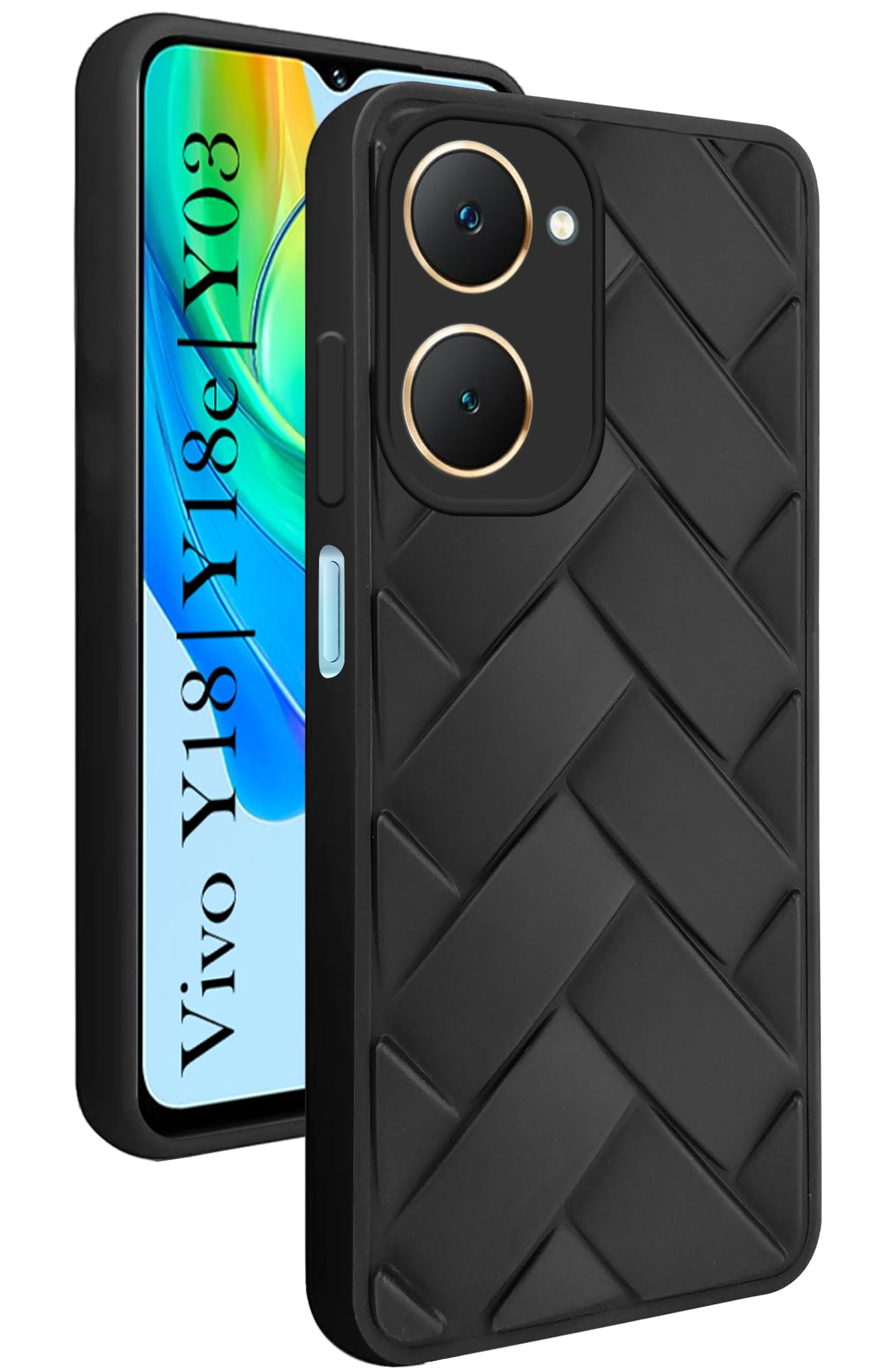 For Vivo Y18 | Y18e | Y03 | Y18i | Y18t Back Cover Case (Wave Texture Design | Bumper and Camera Protection | Slim Soft Touch)