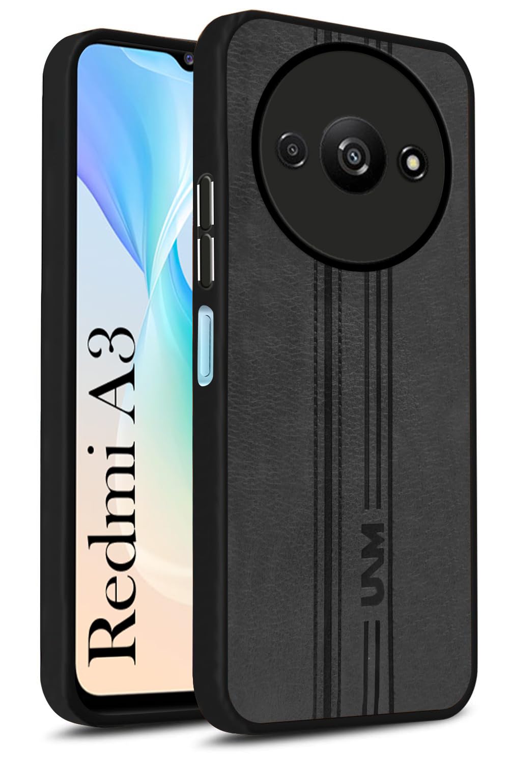 For Xiaomi Redmi A3 Back Cover Case Leather Finish Anti Skid