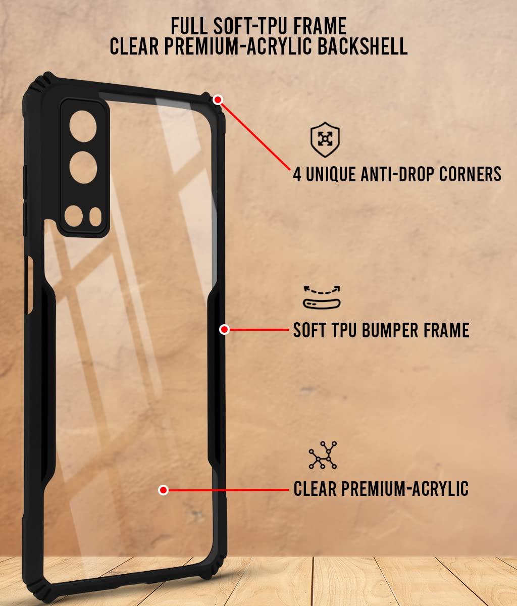 For Vivo iQOO Z3 5G Back Cover Case (Crystal Glass Back | Camera Protection | Shockproof Bumpers)