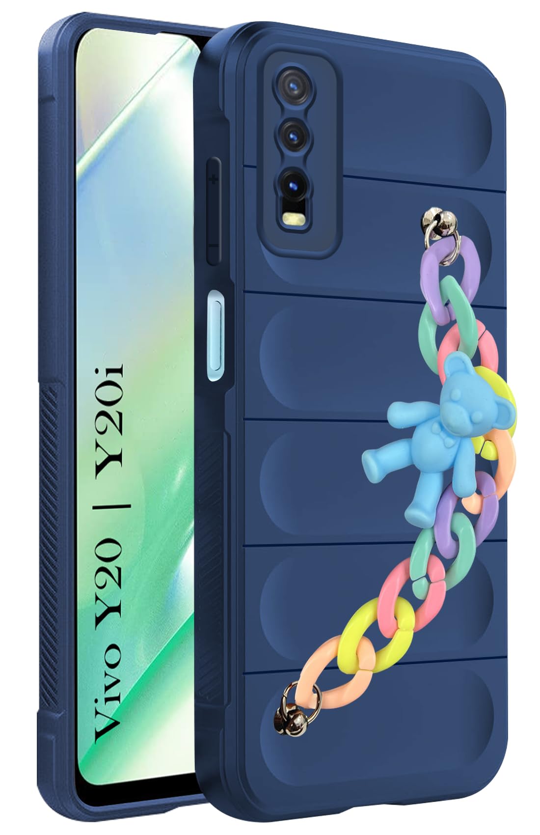 For Vivo Y20 | Y20i Back Cover Girls Case with Bracelet (Wrist Hanging Chain | Micro-Fiber Cloth Inside)