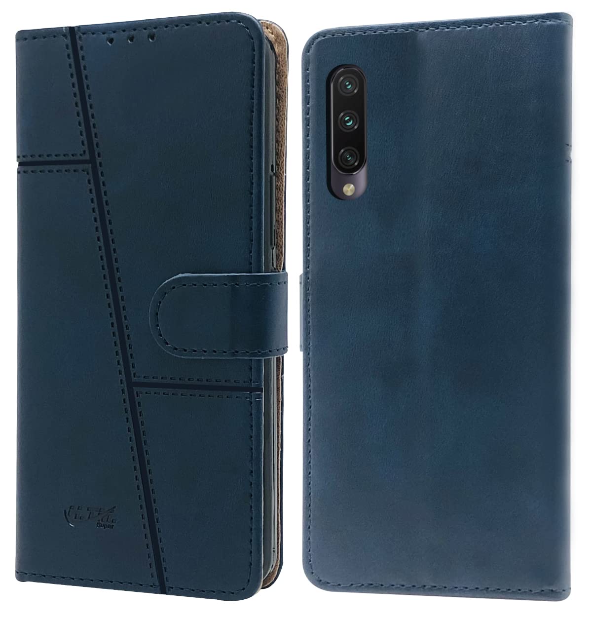 For Xiaomi Mi A3 | Xiaomi Redmi Mi A3 Flip Cover Case (Stitched Leather Finish | Magnetic Closure | Inner TPU | Foldable Stand | Wallet Card Slots)
