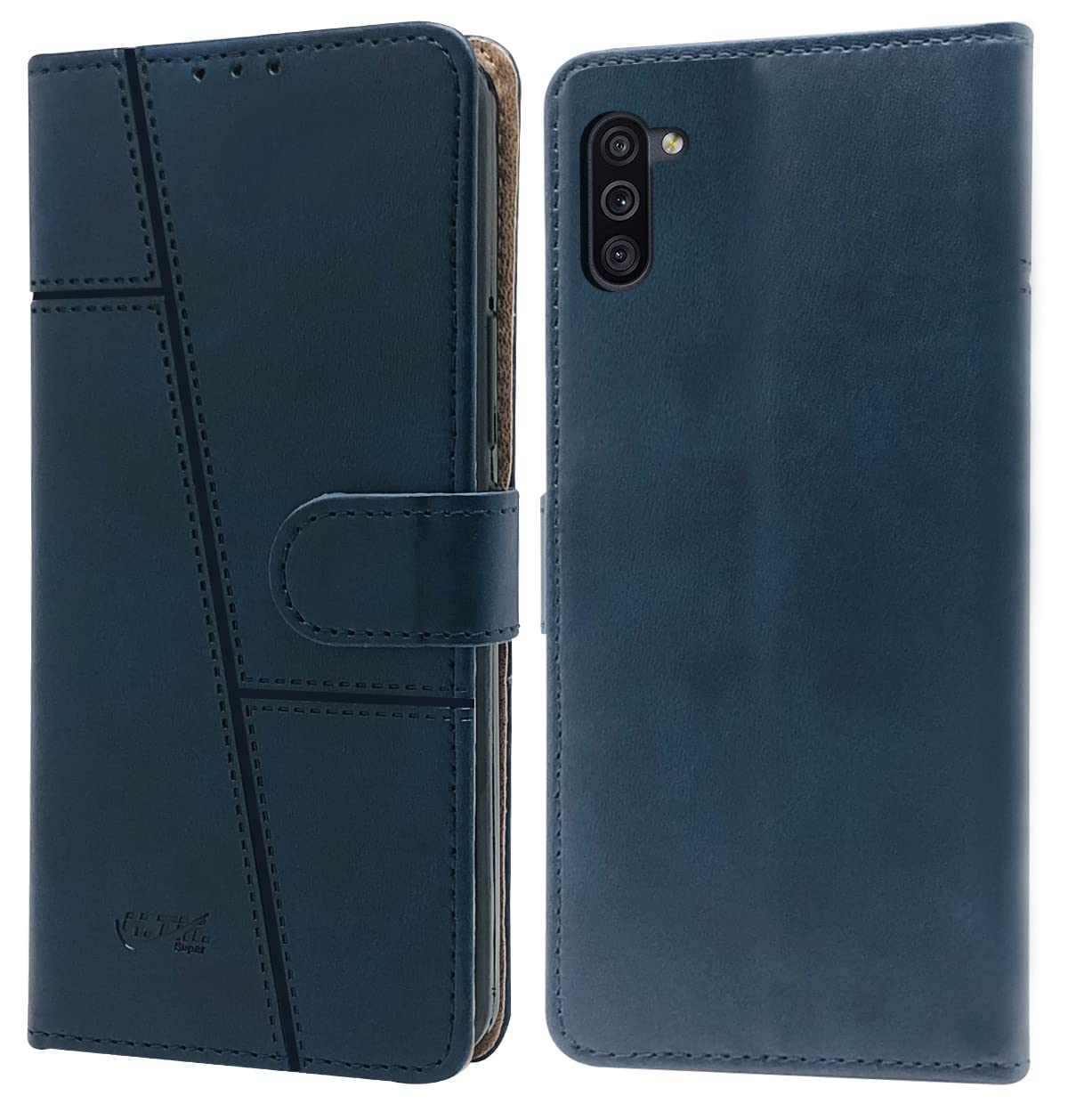 For Samsung Galaxy M11 Flip Cover Case(Stitched Leather with Magnetic Closure)