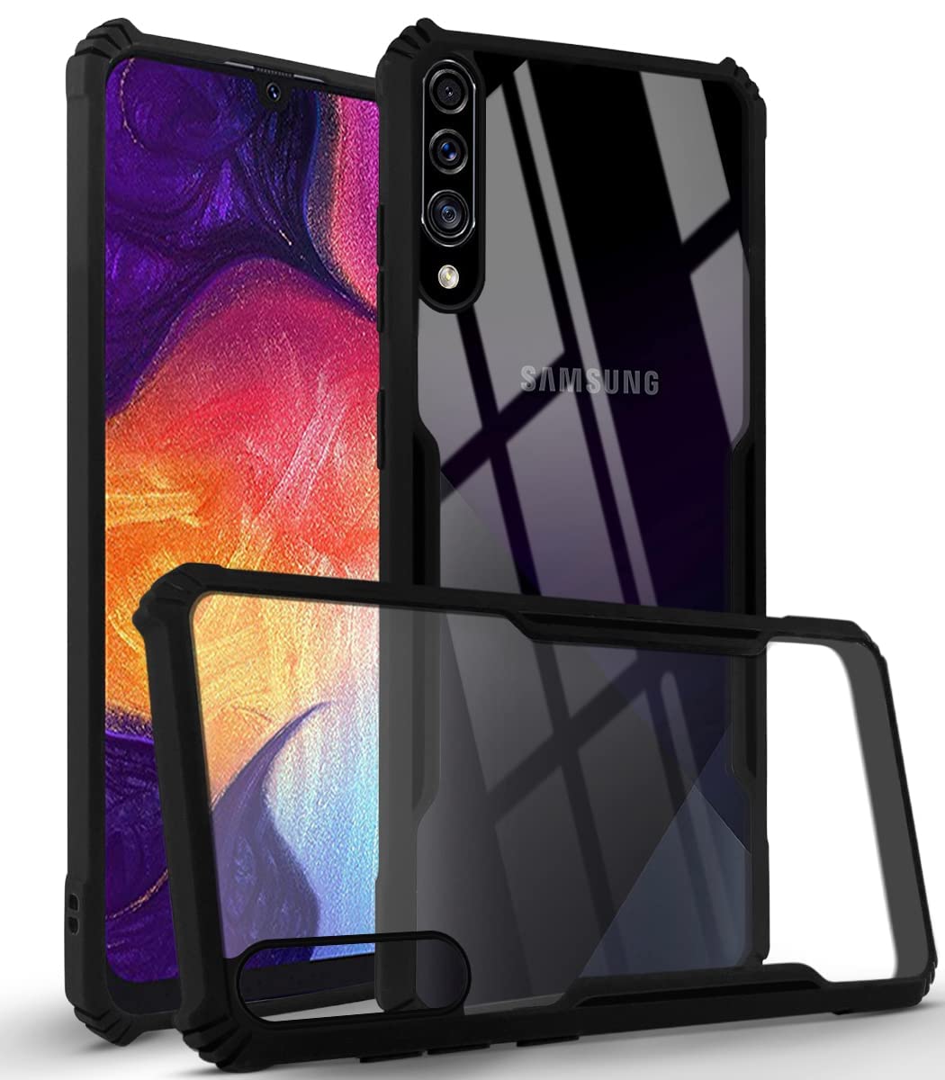 For Samsung Galaxy A30s Back Cover Case (Shockproof with Polycarbonate Clear Panel)