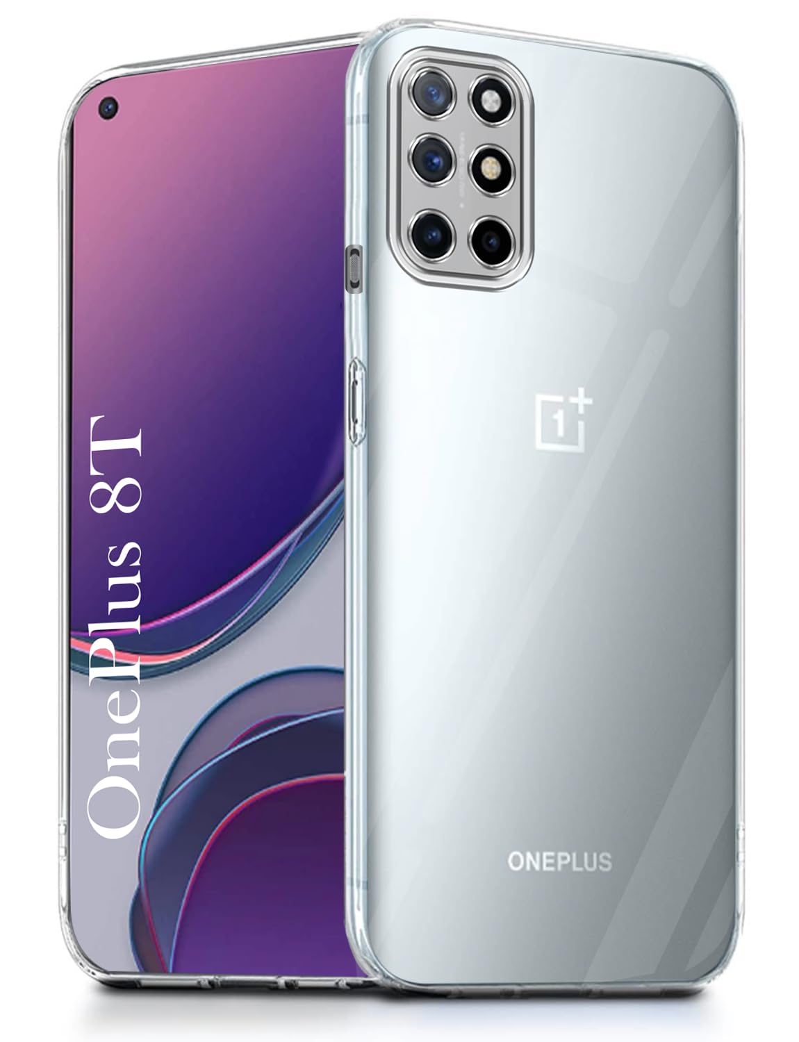 For OnePlus 8T Back Cover( Silicone Clear Shockproof Case with Camera Protection and Dust Plugs | Transparent)
