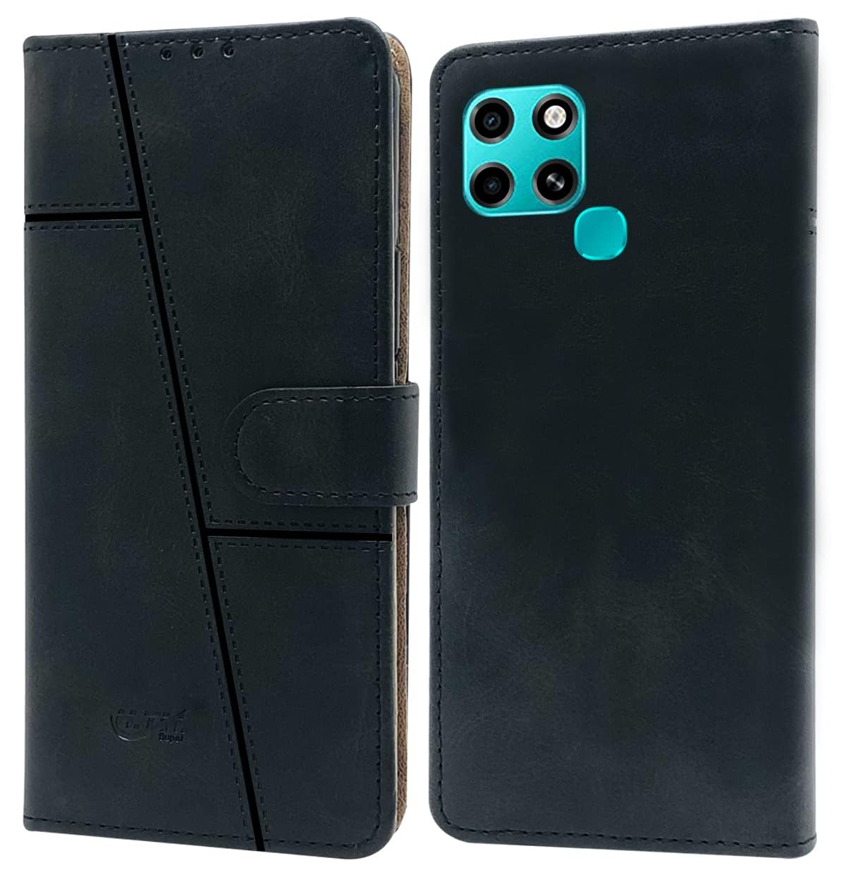 For Infinix Smart 6 Flip Cover Case ( Stitched Leather with Magnetic Closure)
