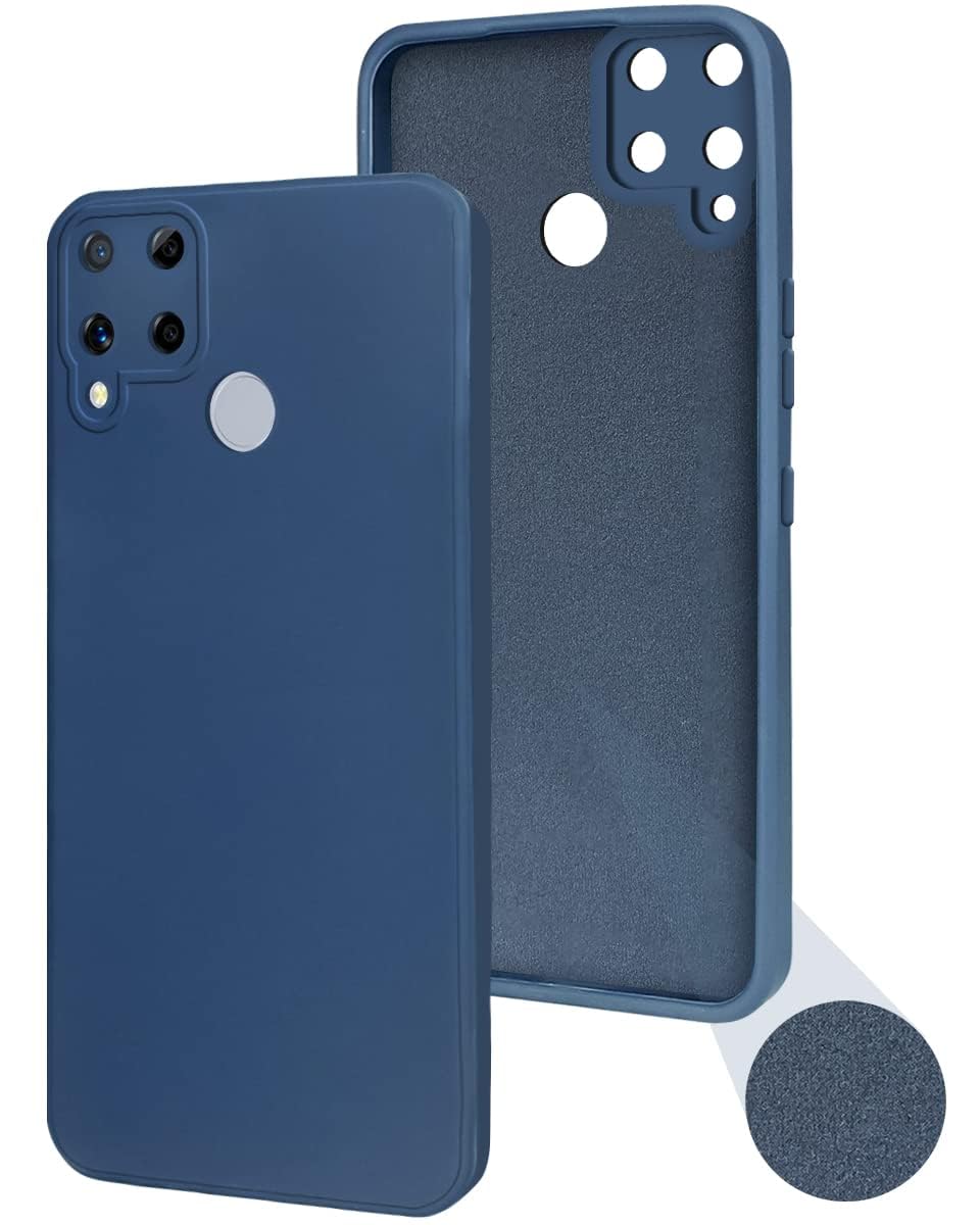 For Realme C15 Back Case Cover (Matte Finish Silicone with Inside Fiber Cloth)