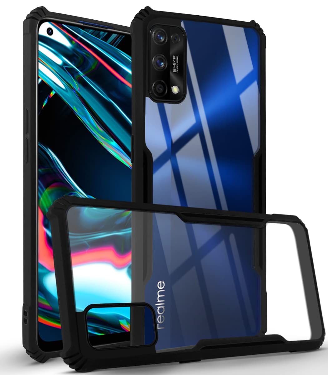 For Realme 7 Pro Back Cover Case (Crystal Glass Back | Camera Protection | Shockproof Bumpers)