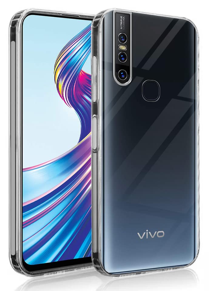 For Vivo V15 Back Cover Case (Silicone Crystal Clear | Pure Camera Protection | Soft and Flexible for Charger and Headphone sockets | Shockproof Bumpers | Transparent)
