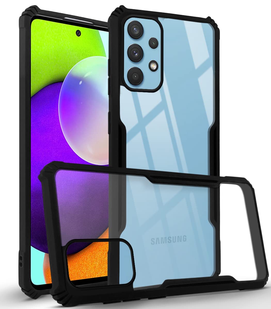 For Samsung Galaxy A52 | A52 5G | A52s 5G Back Cover Case (Crystal Glass Back | Camera Protection | Shockproof Bumpers)