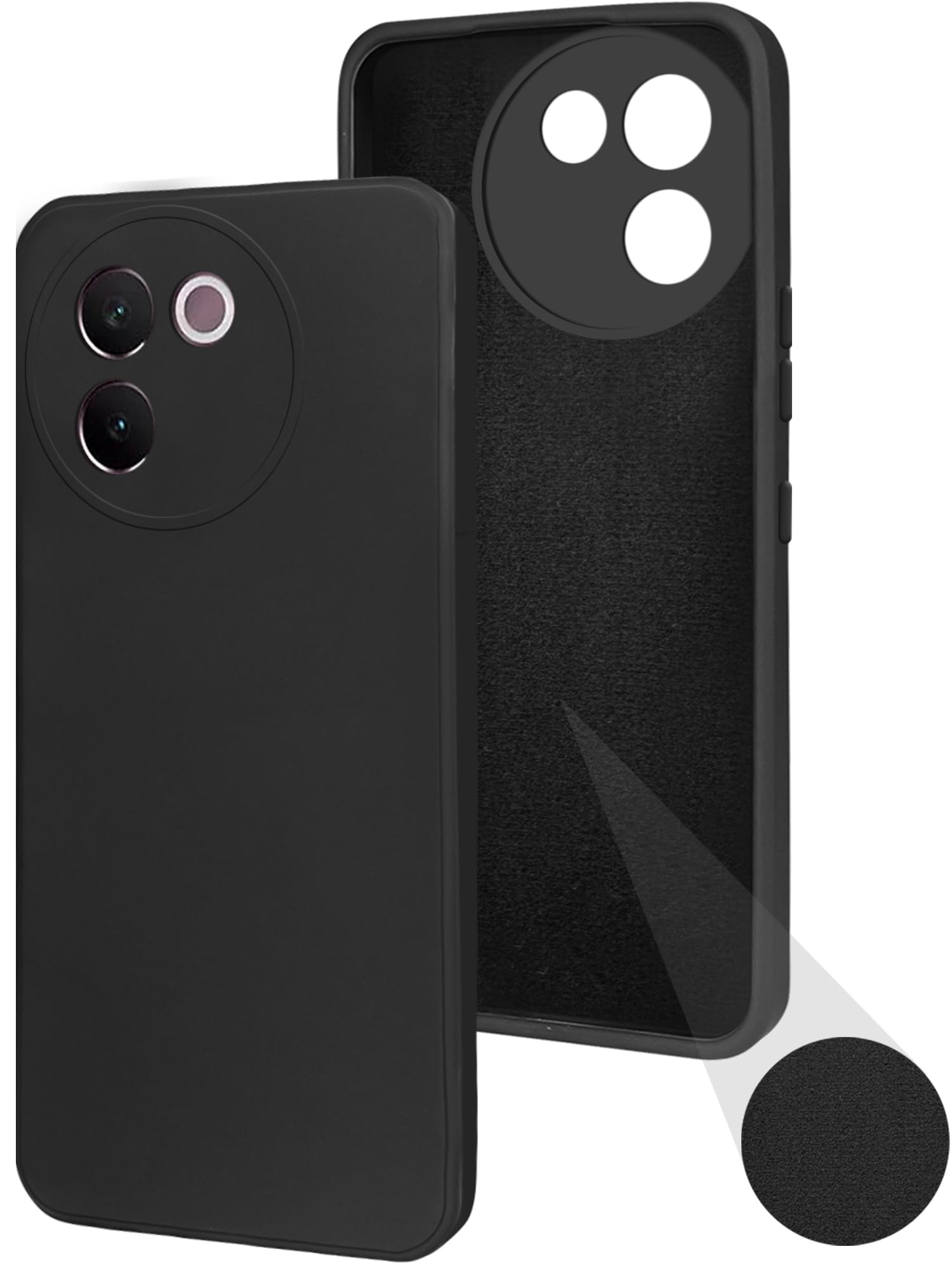 For Vivo V30e 5G Back Cover Case (Matte Finish Silicone with Inside Fiber Cloth)