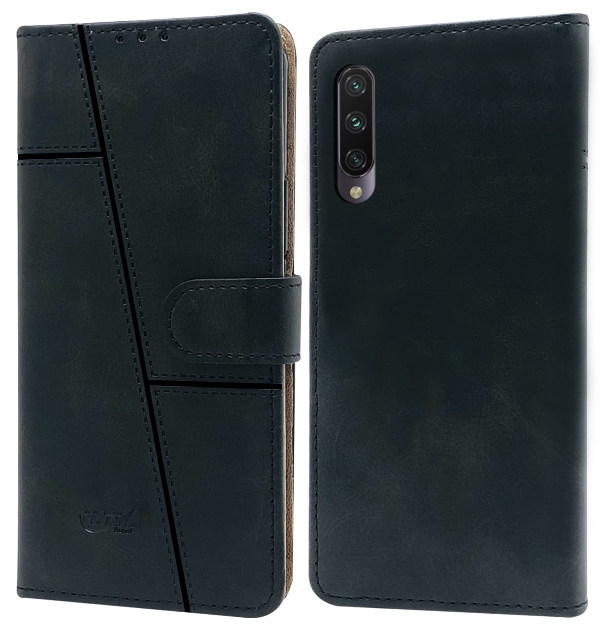 For Xiaomi Mi A3 | Xiaomi Redmi Mi A3 Flip Cover Case (Stitched Leather Finish | Magnetic Closure | Inner TPU | Foldable Stand | Wallet Card Slots)