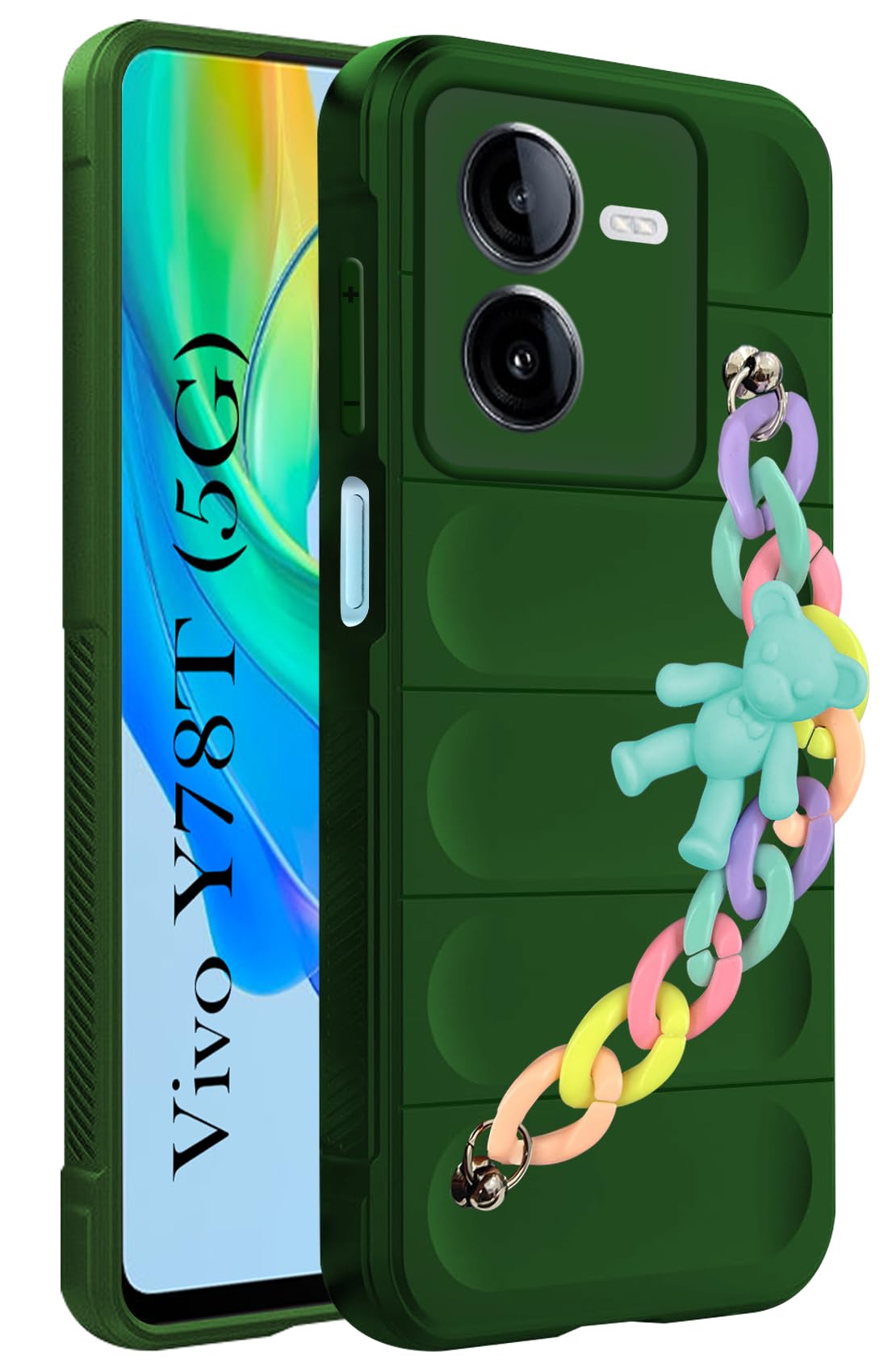 For Vivo Y78T Back Cover Girls Case with Bracelet (Wrist Hanging Chain | Micro-Fiber Cloth Inside)