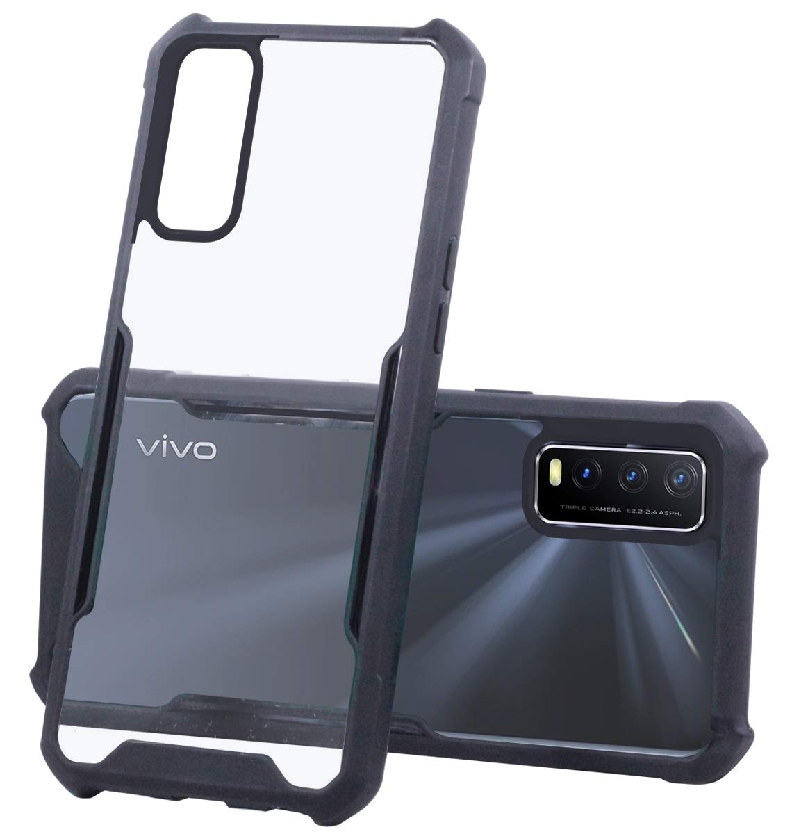 For Vivo Y20 2021 Back Cover Case Hard PC Crystal Bumper Shockproof with Camera Protection