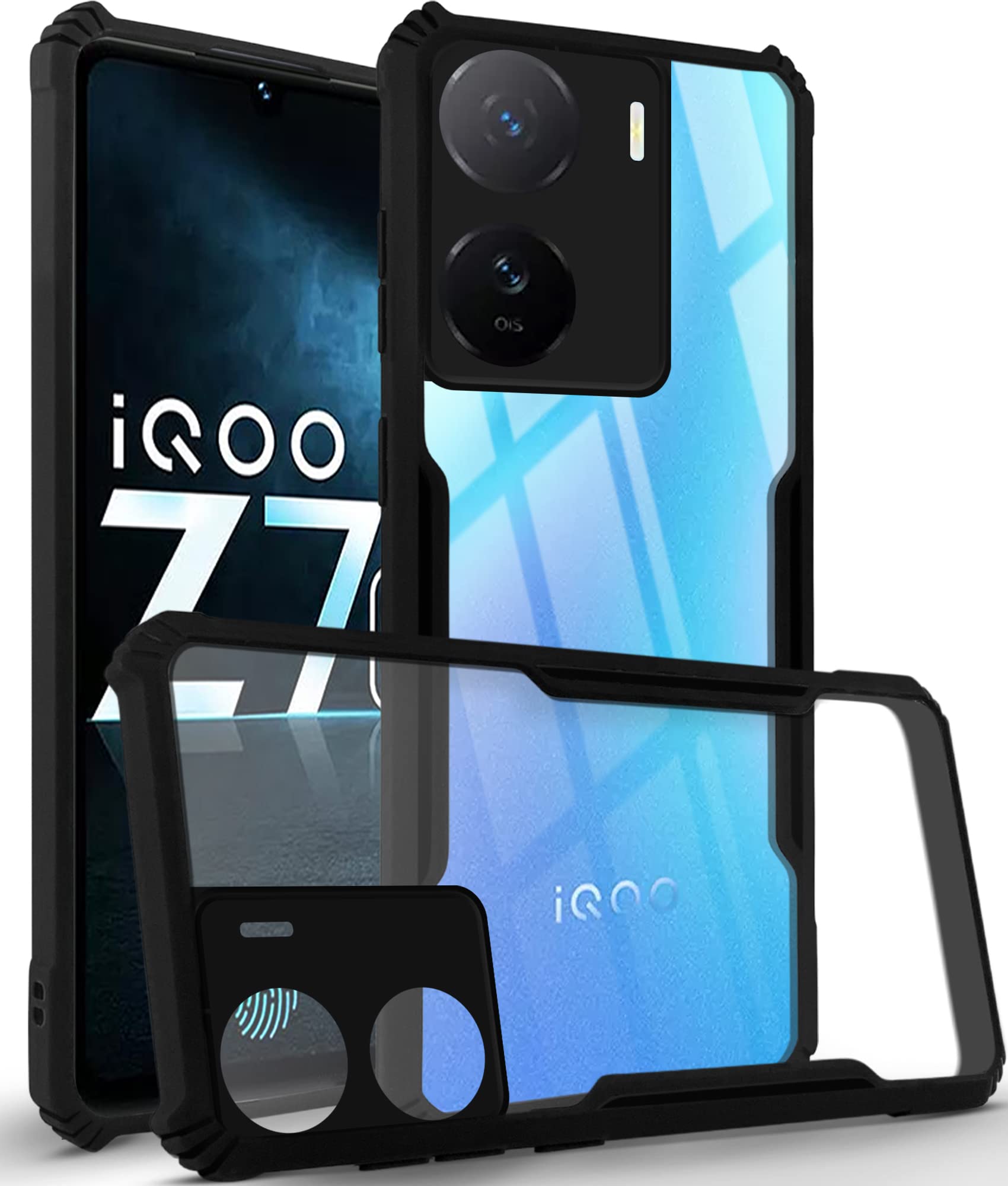 For Vivo IQOO Z7 5G Back Cover Case (Shockproof with Polycarbonate Clear Panel)