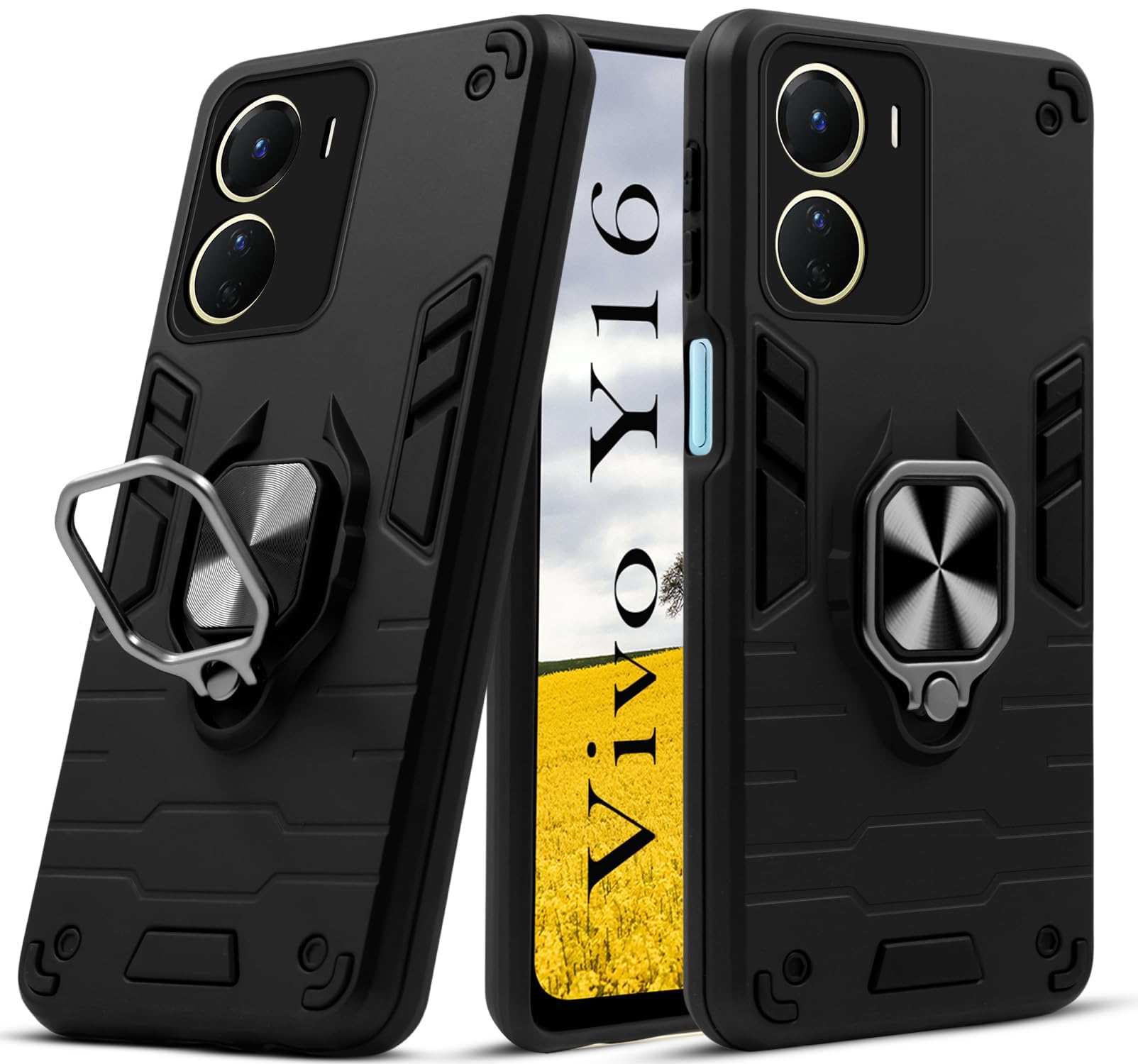 For Vivo Y16 Back Cover Case (Shockproof Polycarbonate Dual Layer Hybrid Armor)