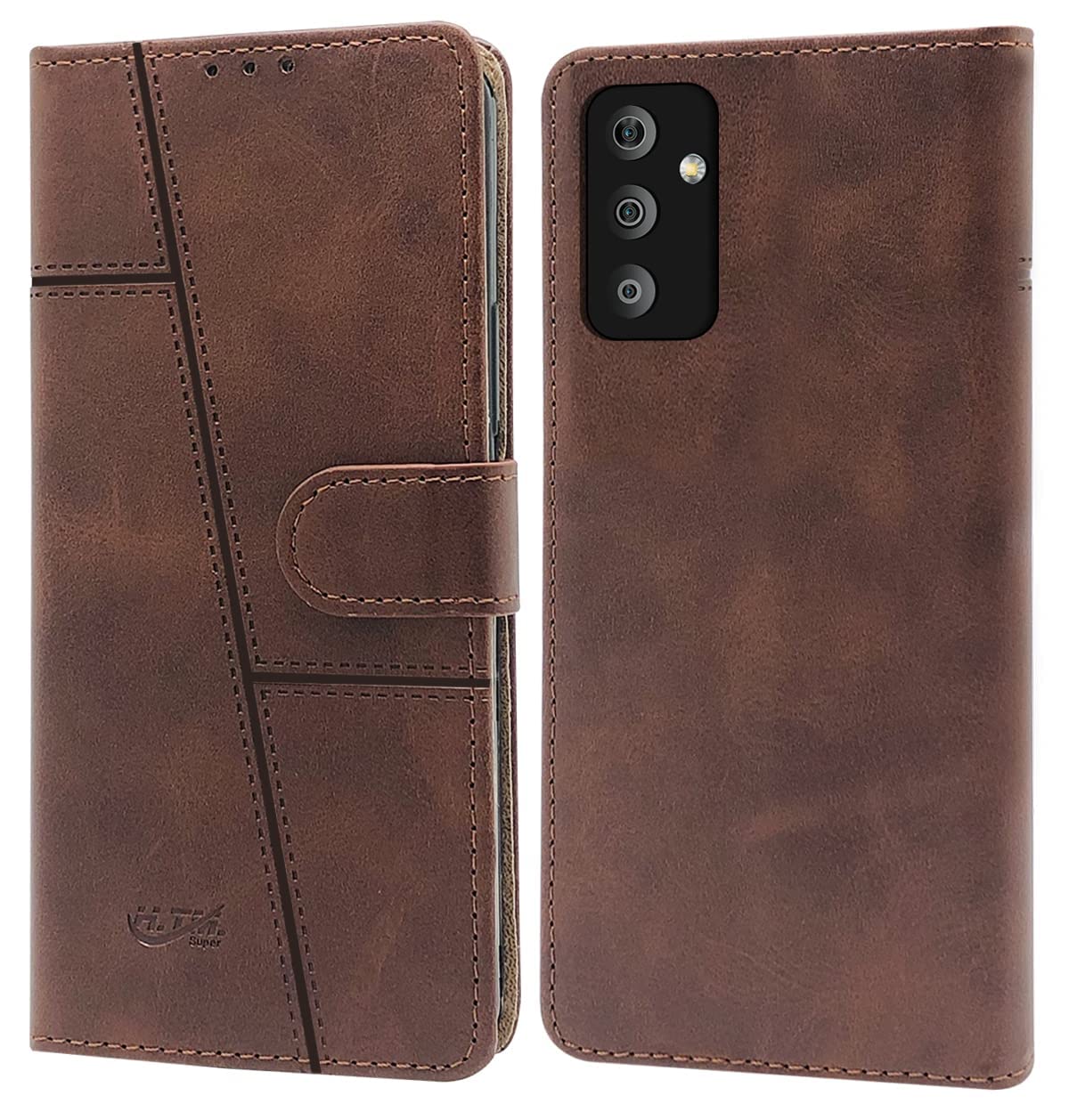 For Samsung Galaxy M23 5G Flip Cover Case (Stitched Leather with Magnetic Closure)