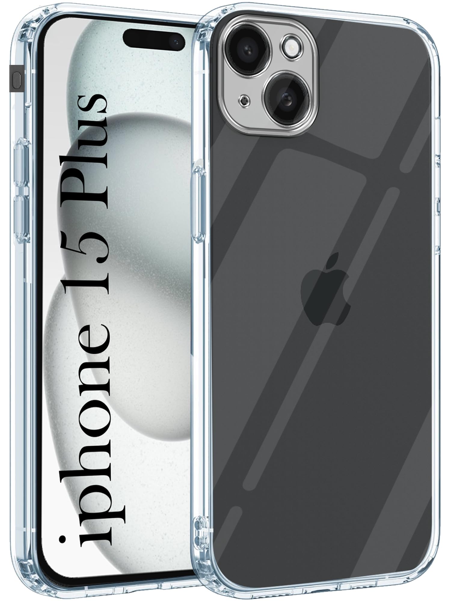 For iPhone 15 Plus Back Cover (Silicone Clear Shockproof Case with Camera Protection | Soft and Flexible)