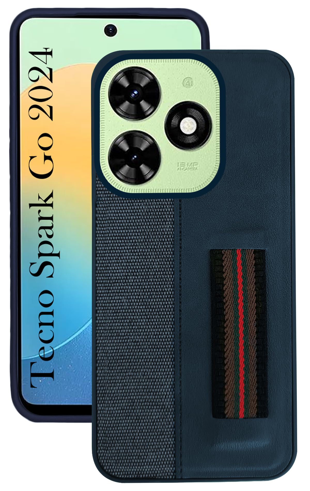 For Tecno Spark Go 2024 Back Cover Case (Professional PU Leather | Strip Chain Holder Socket)