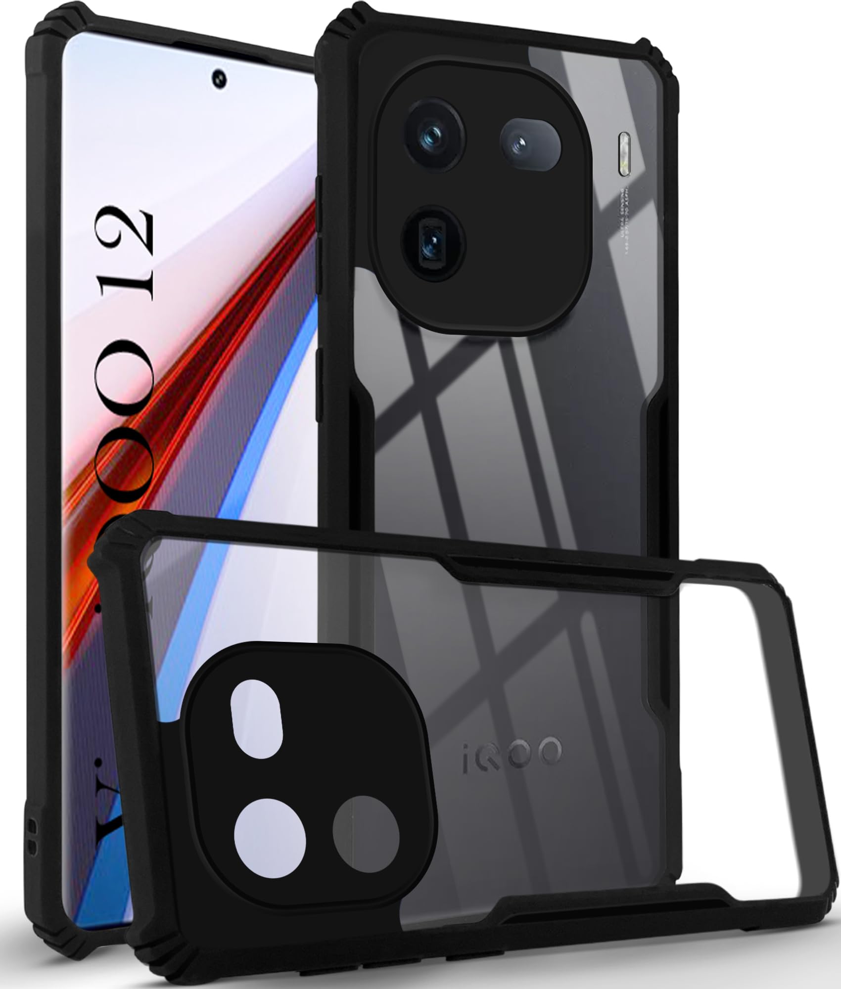 For Vivo iQOO 12 Back Cover Case (Shockproof with Polycarbonate Clear Panel)