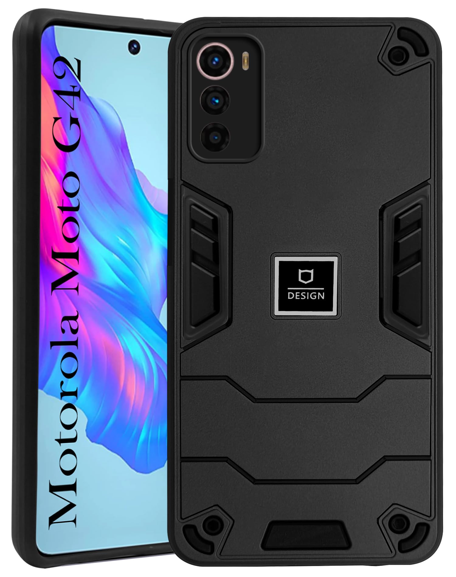 For Motorola Moto G42 Back Cover Case (Lightweight Hybrid Armor Shockproof Polycarbonate)