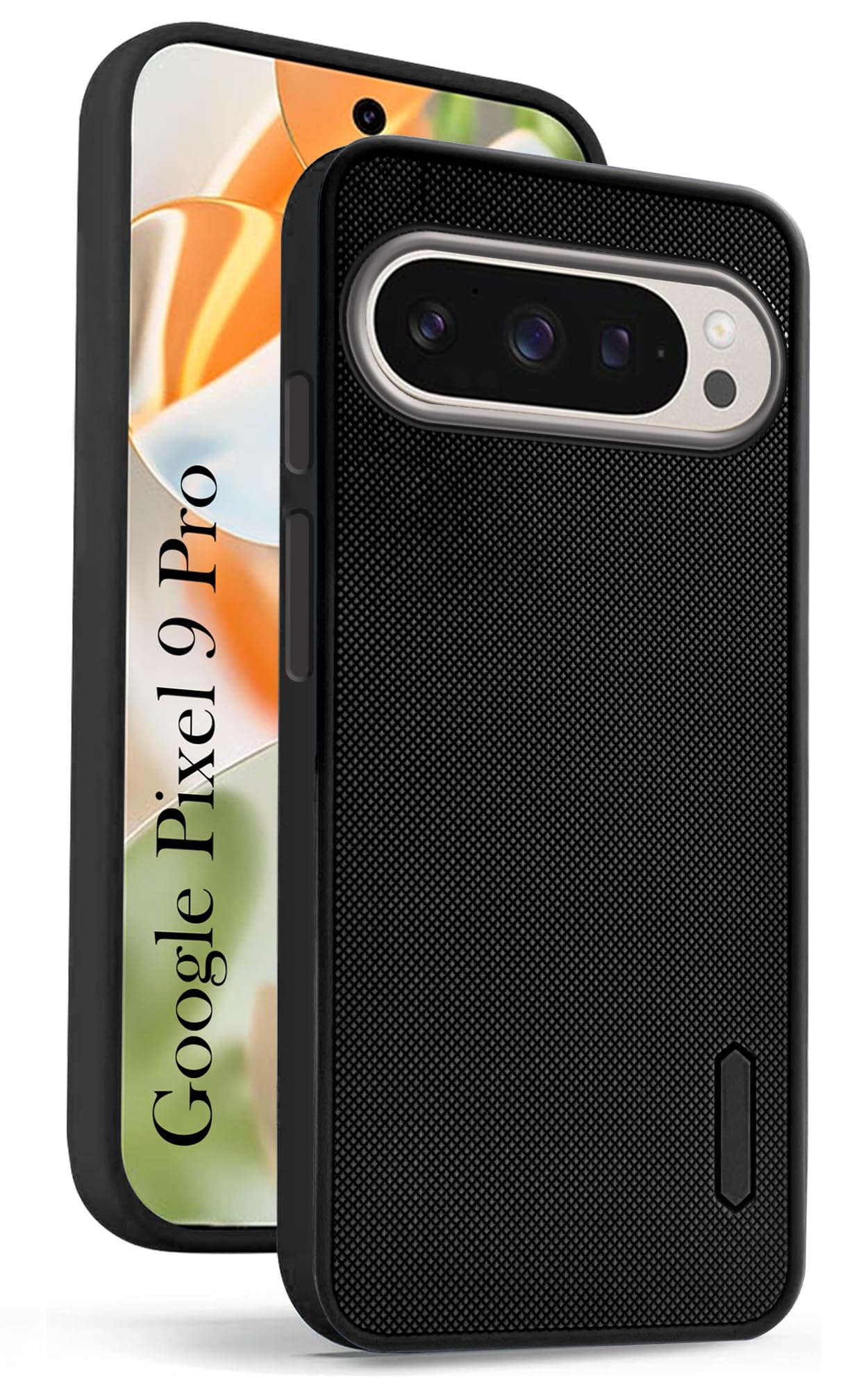 For Google Pixel 9 Pro Back Cover Case (Textured Grip Design | Micro-Fiber Cloth Inside | Slim and Light Weight | Soft Touch and Feel | Black)