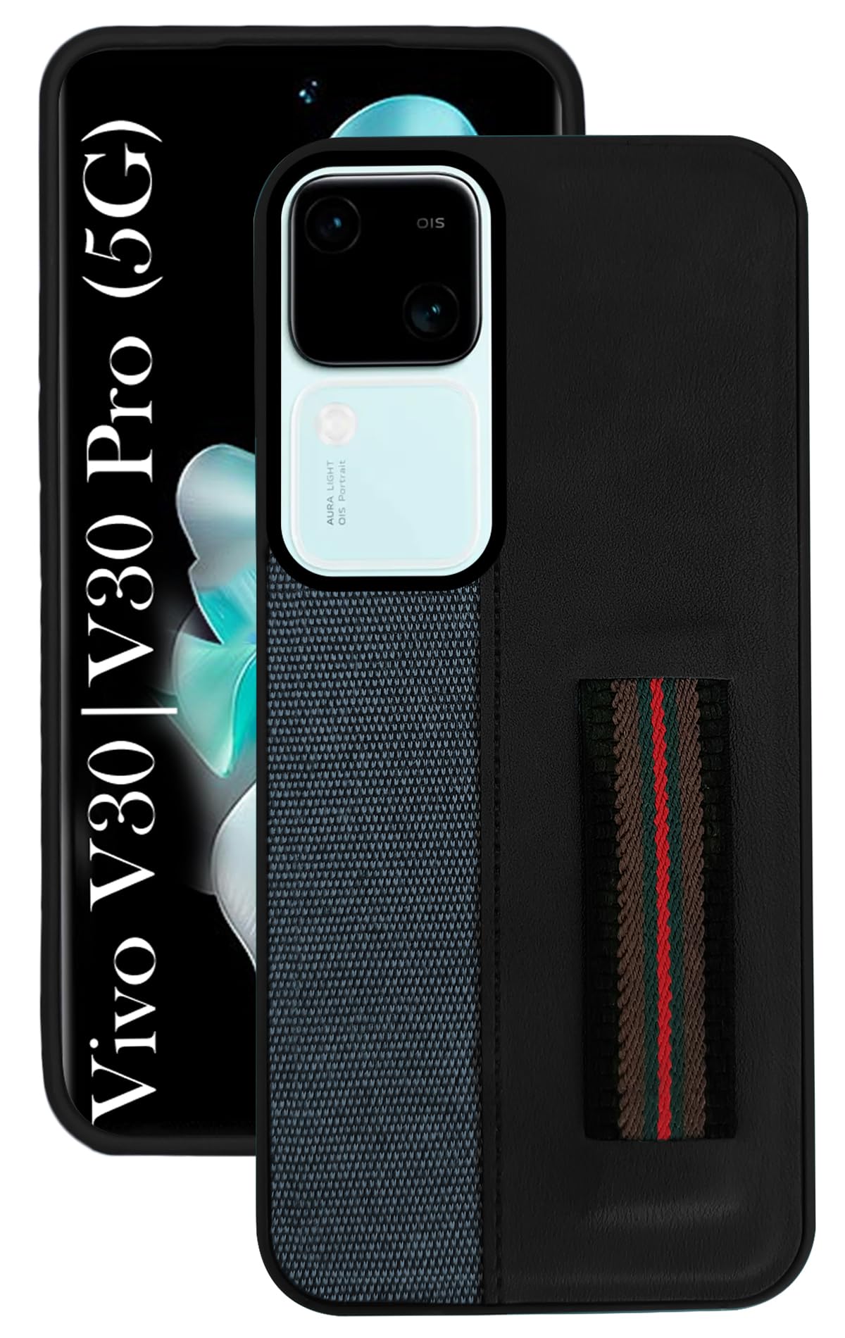 For Vivo V30 | Vivo V30 Pro 5G Back Cover Case (Professional PU Leather | Strip Chain Holder Socket)