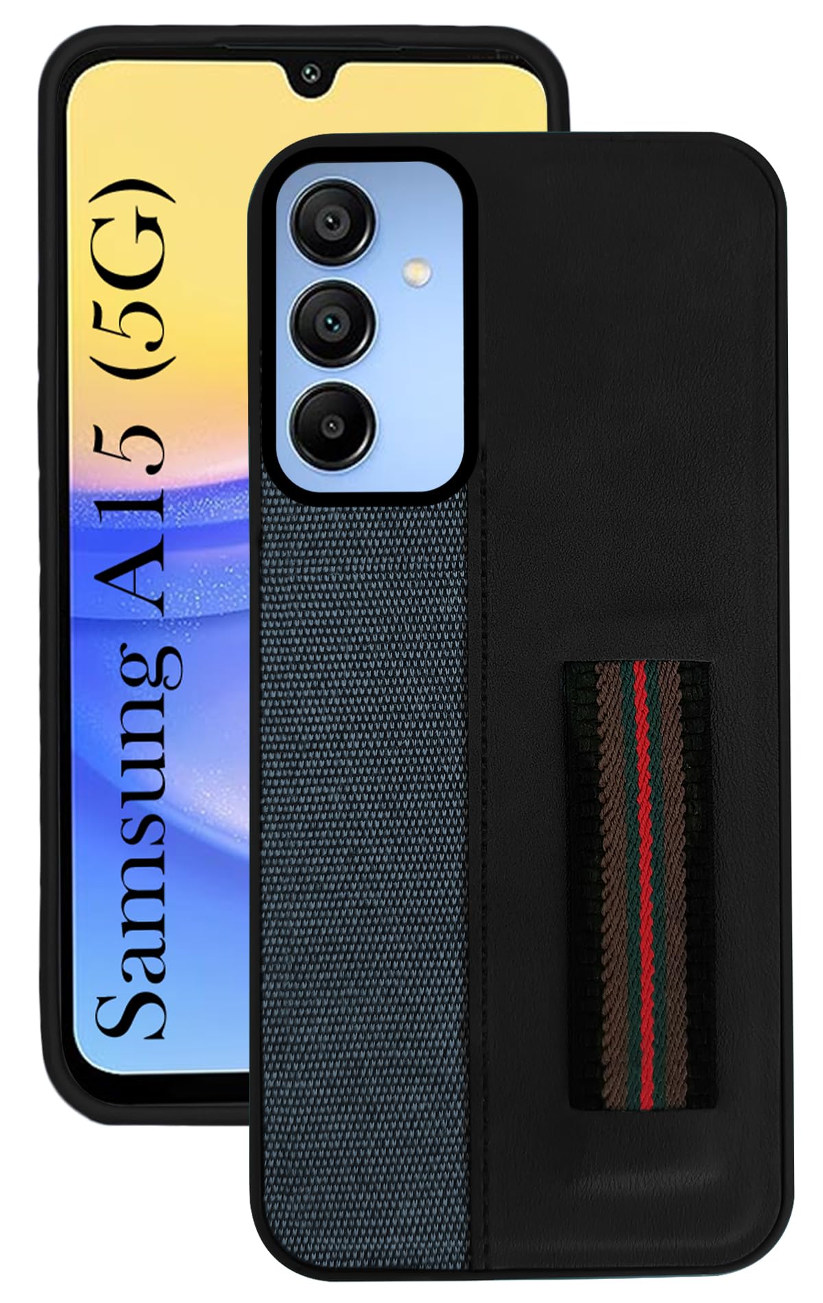 For Samsung Galaxy A15 5G Back Cover Case (Professional PU Leather | Strip Chain Holder Socket)