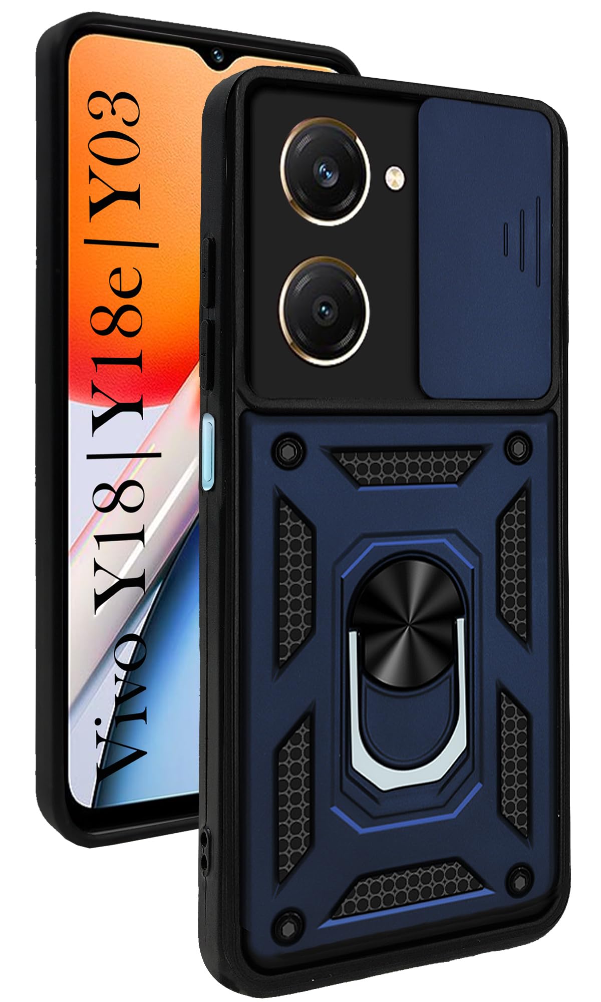 For Vivo Y18 | Y18e | Y03 | Y18i | Y18t Back Cover Case (Hybrid Dual Armor Polycarbonate)