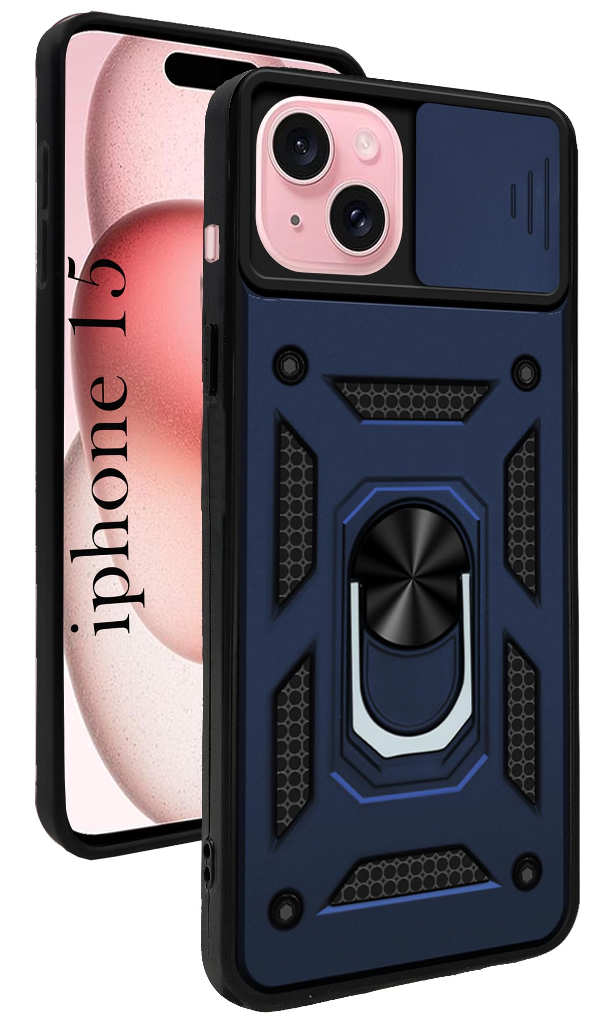 For iPhone 15 Back Case Cover (Hybrid Dual Polycarbonate)