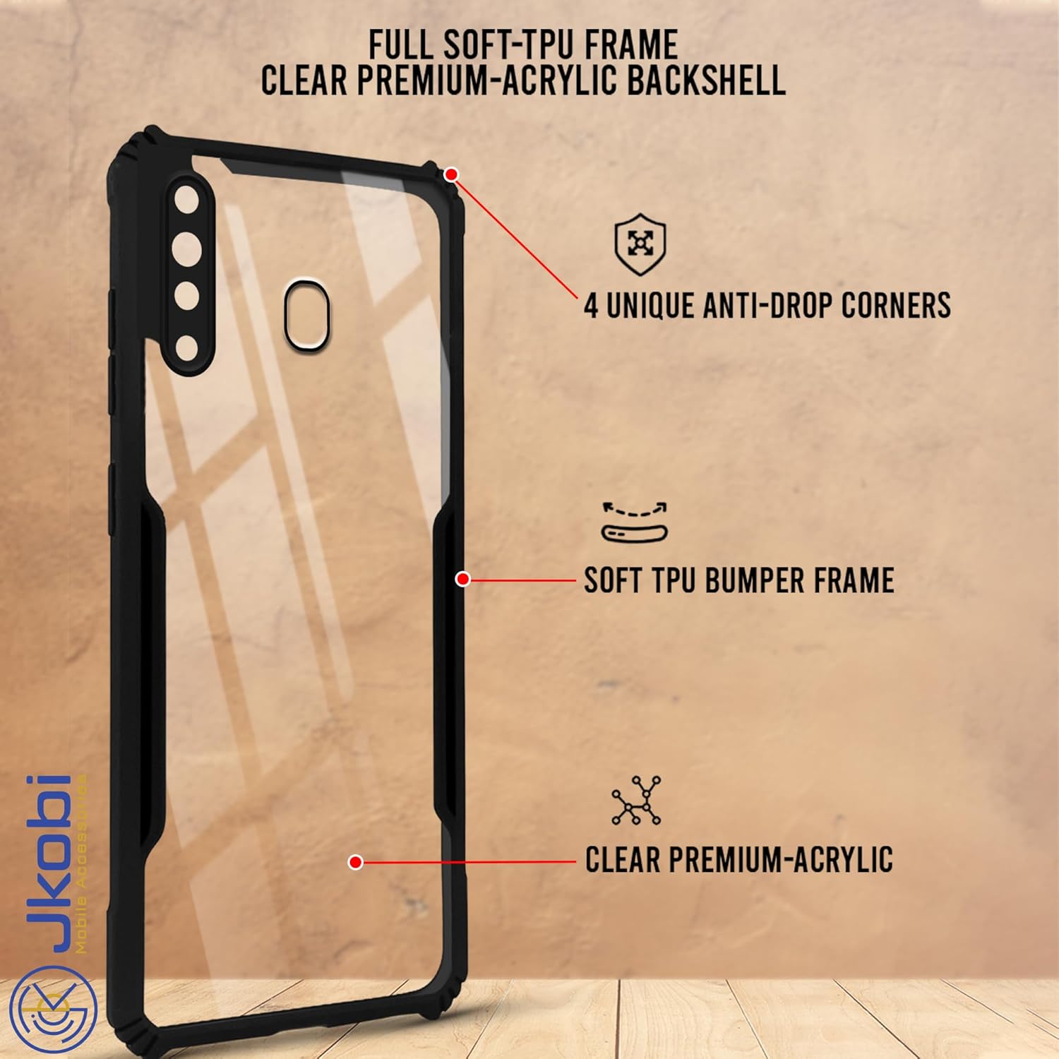 For Samsung Galaxy M30 Back Cover Case (Shockproof with Polycarbonate Clear Panel)