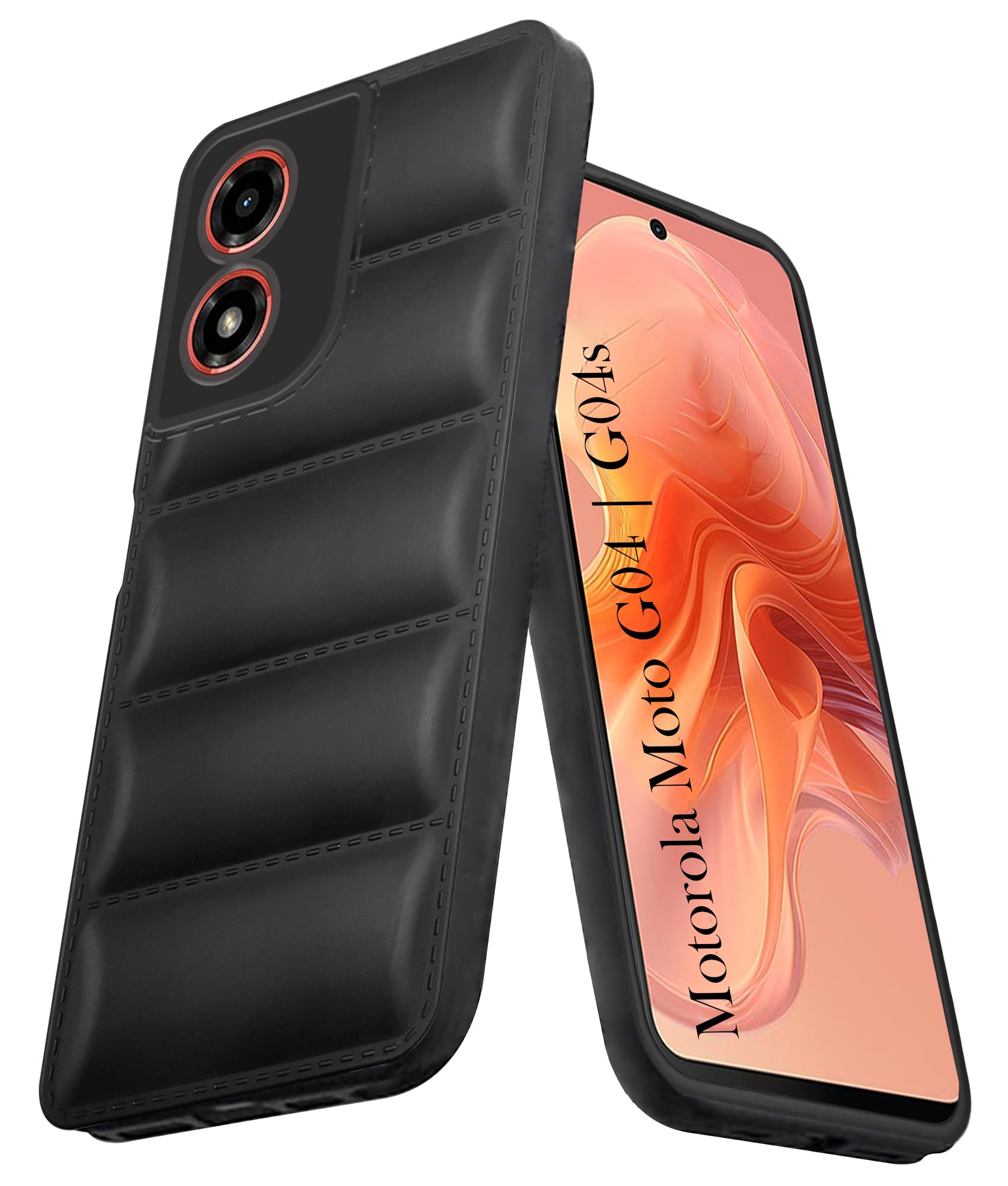 For Motorola Moto G04 | Motorola Moto G04s Back Cover Case (Puffer Cushion Wave Design | Camera Protection)