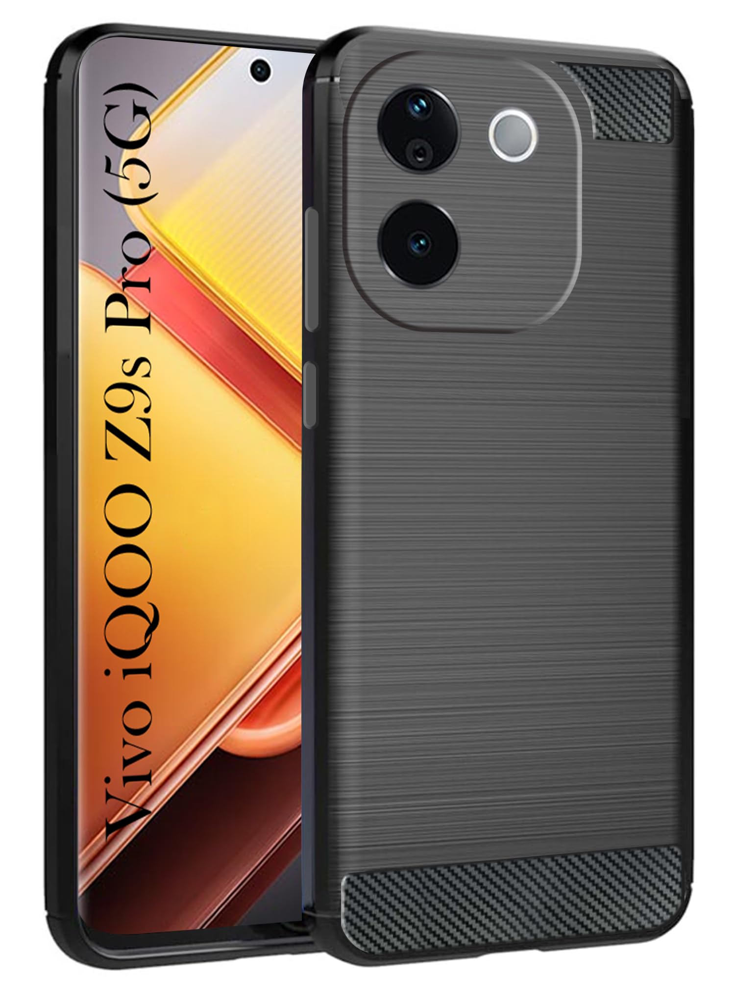 For Vivo iQOO Z9s Pro Back Cover Case ( Hybrid Armor Case | Carbon Fiber Shockproof | Soft and Flexible)