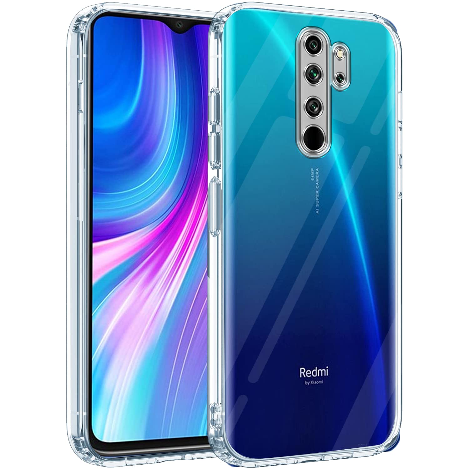 For Xiaomi Mi Redmi Note 8 Pro Back Cover Case(Silicone Crystal Clear | Pure Camera Protection | Soft and Flexible for Charger and Headphone sockets | Shockproof Bumpers)