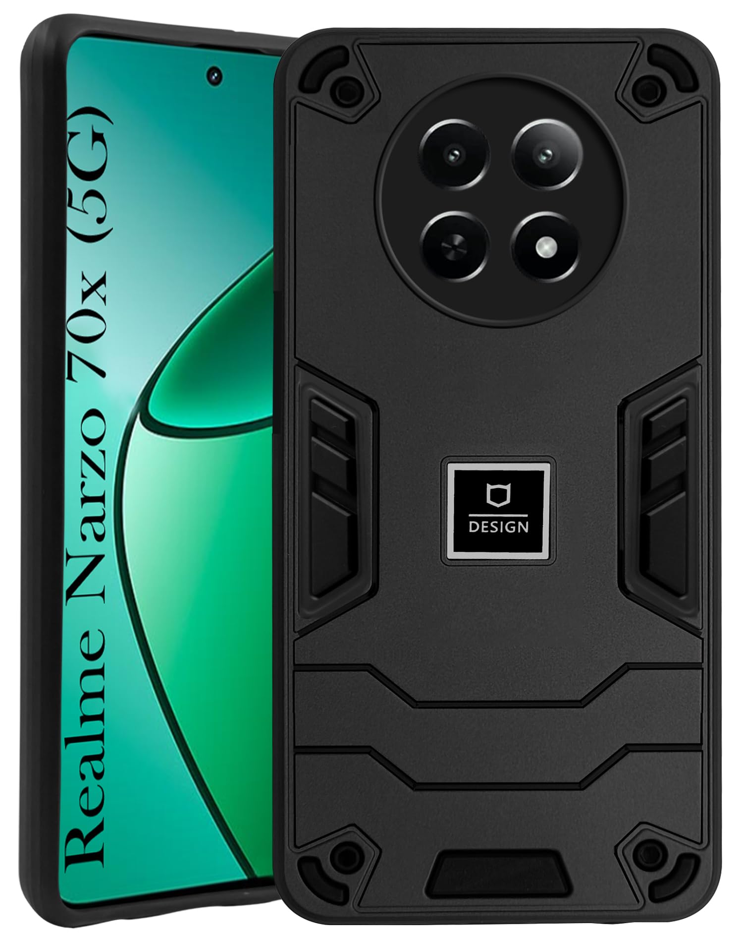 For Realme Narzo 70x 5G Back Cover Case (Lightweight Hybrid Shockproof Polycarbonate)