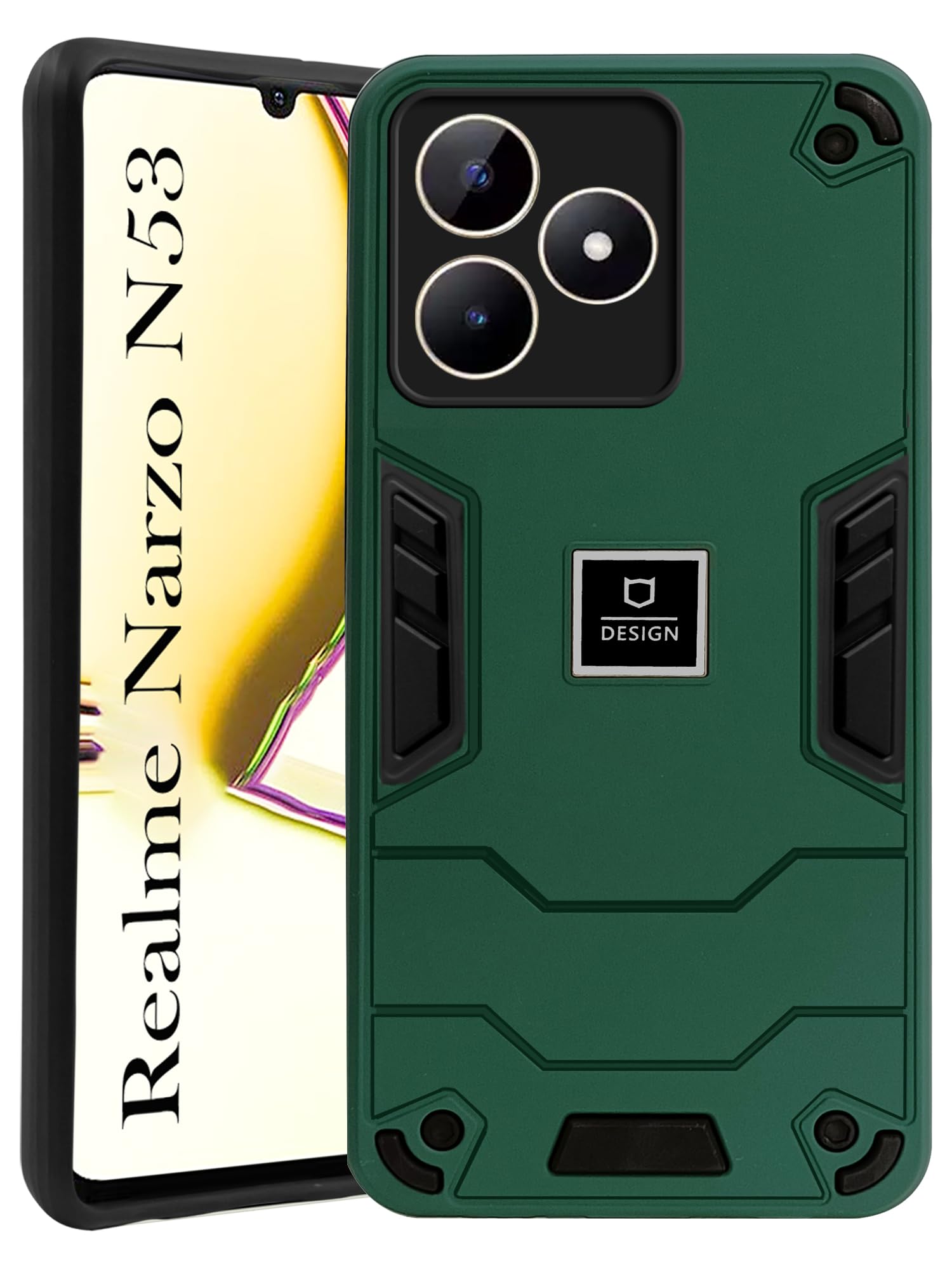 For Realme Narzo N53 Back Cover Case (Lightweight Hybrid Shockproof Polycarbonate)