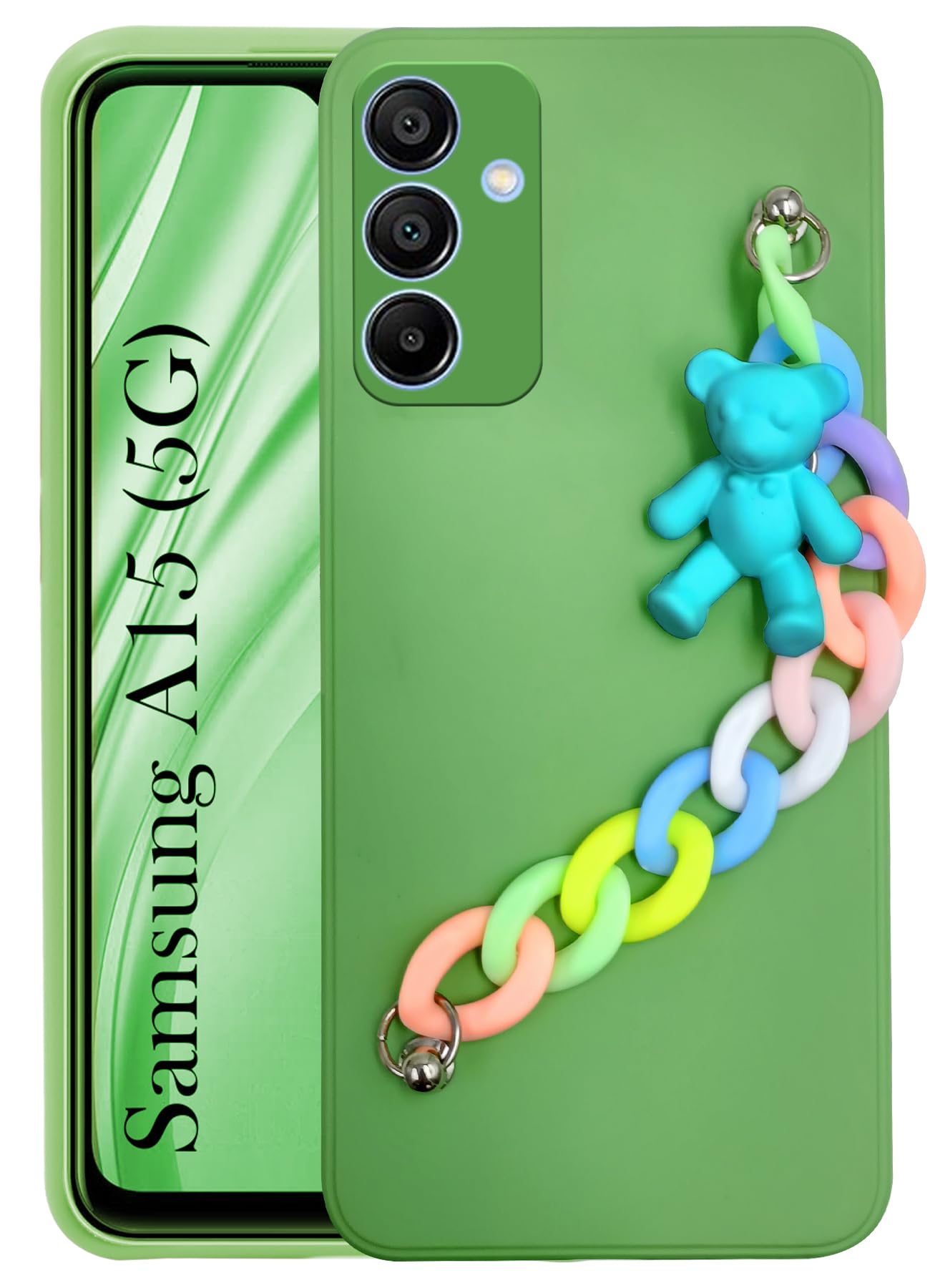 For Samsung Galaxy A15 5G Back Cover Girls Case with Bracelet (Wrist Hanging Chain | Teddy Toy Cartoon)