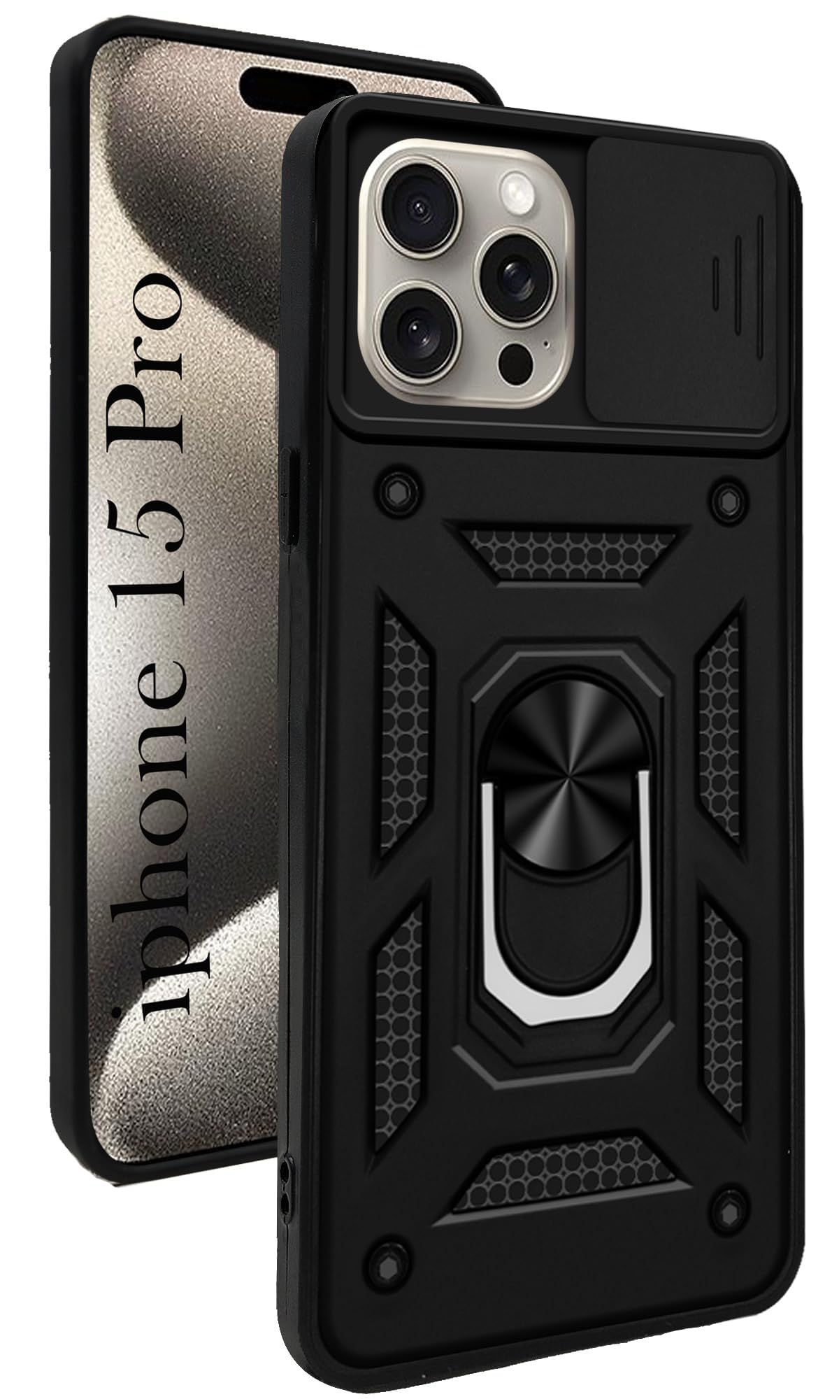 For iPhone 15 Pro Back Cover Case (Hybrid Armor Polycarbonate)