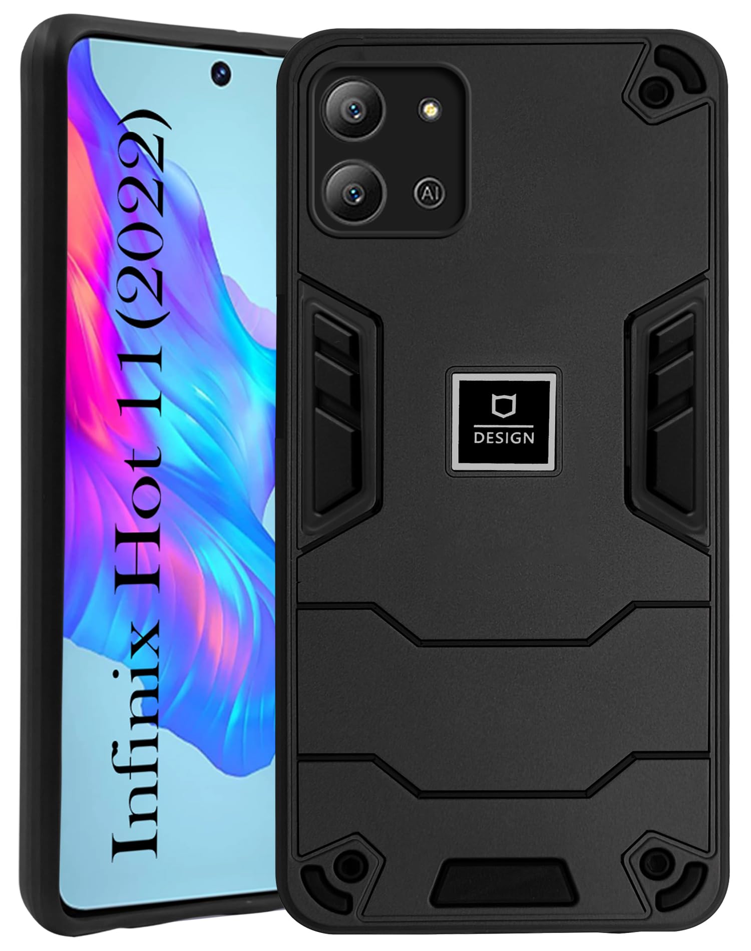For Infinix Hot 11 2022 Back Cover Case (Lightweight Hybrid Shockproof Polycarbonate)