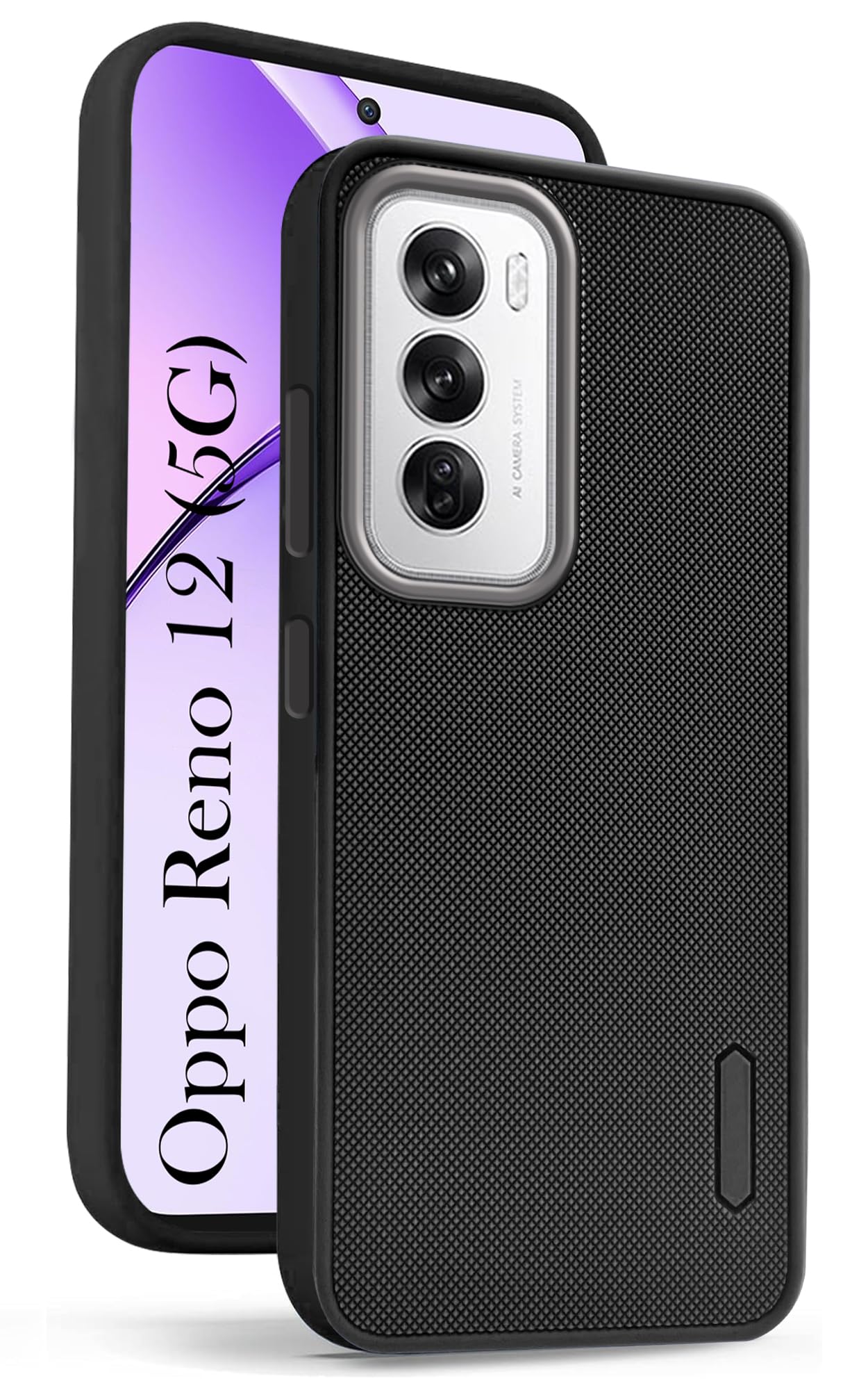 For Oppo Reno12 5G | Oppo Reno 12 5G Back Cover Case (Textured Grip Design | Camera Protetion | Slim and Light Weight | Soft Touch and Feel)