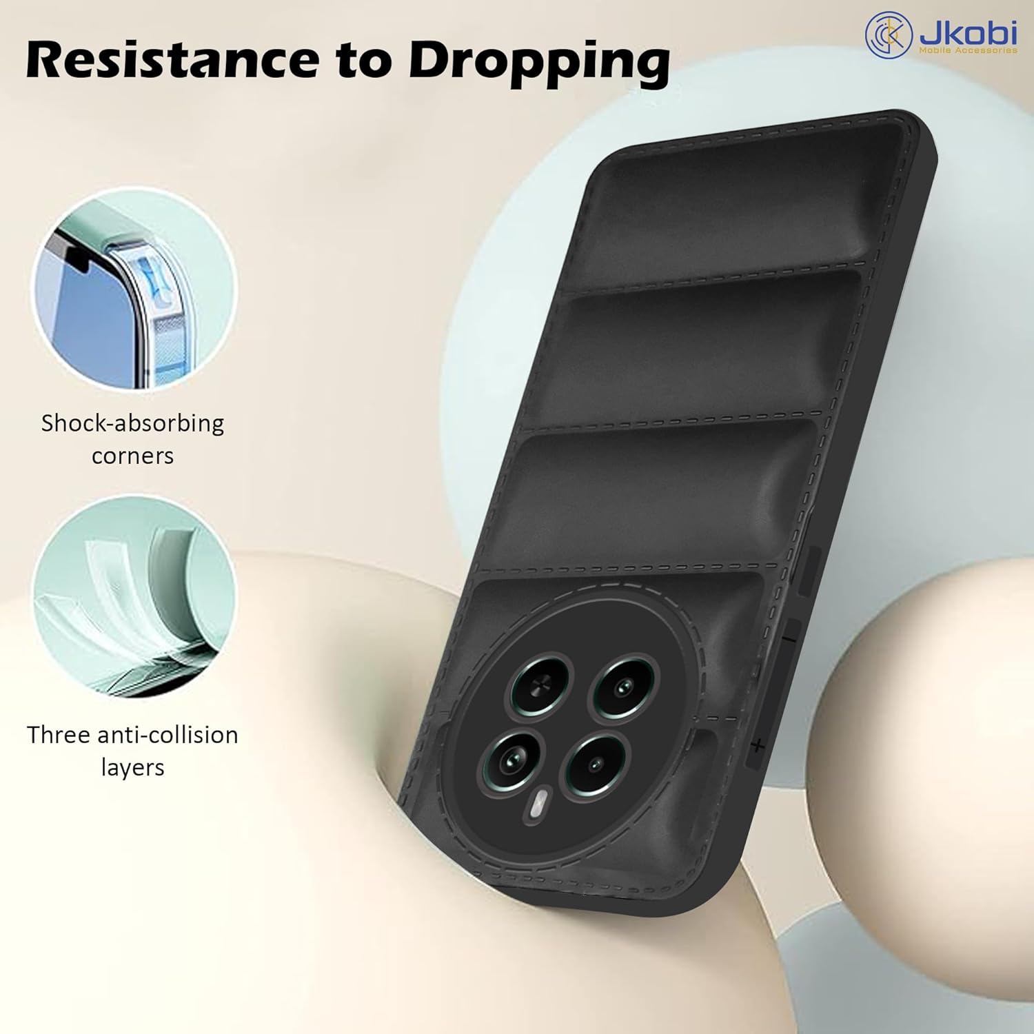 For Realme Narzo 70 5G Back Cover Case (Puffer Cushion Wave Design | Camera Protection)