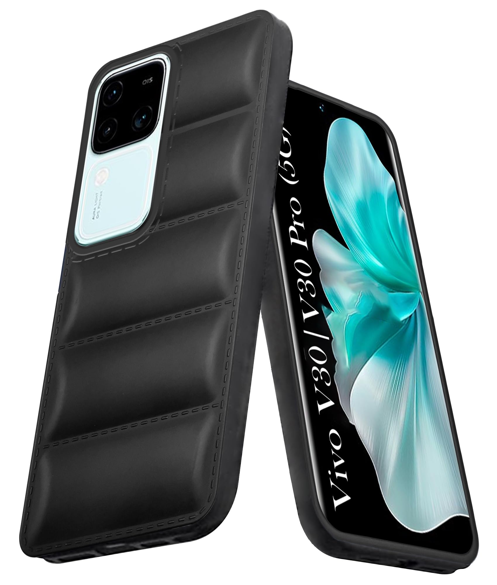 For Vivo V30 | Vivo V30 Pro 5G Back Cover Case (Puffer Cushion Wave Design | Camera Protection)