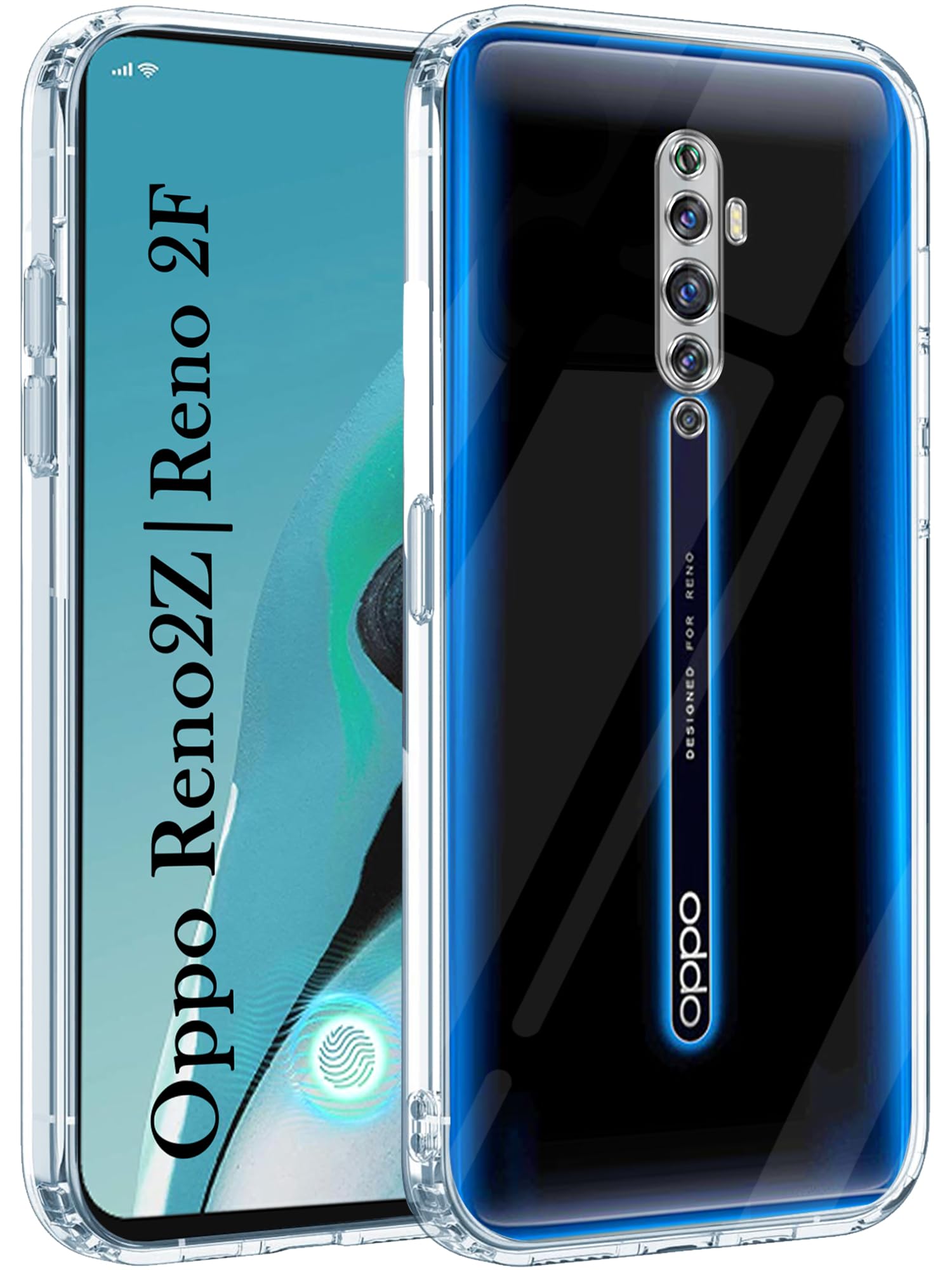 For Oppo Reno2 Z | Reno 2Z | Reno 2F | 2 F Back Cover (Silicone Clear Shockproof Case with Camera Protection and Dust Plugs)