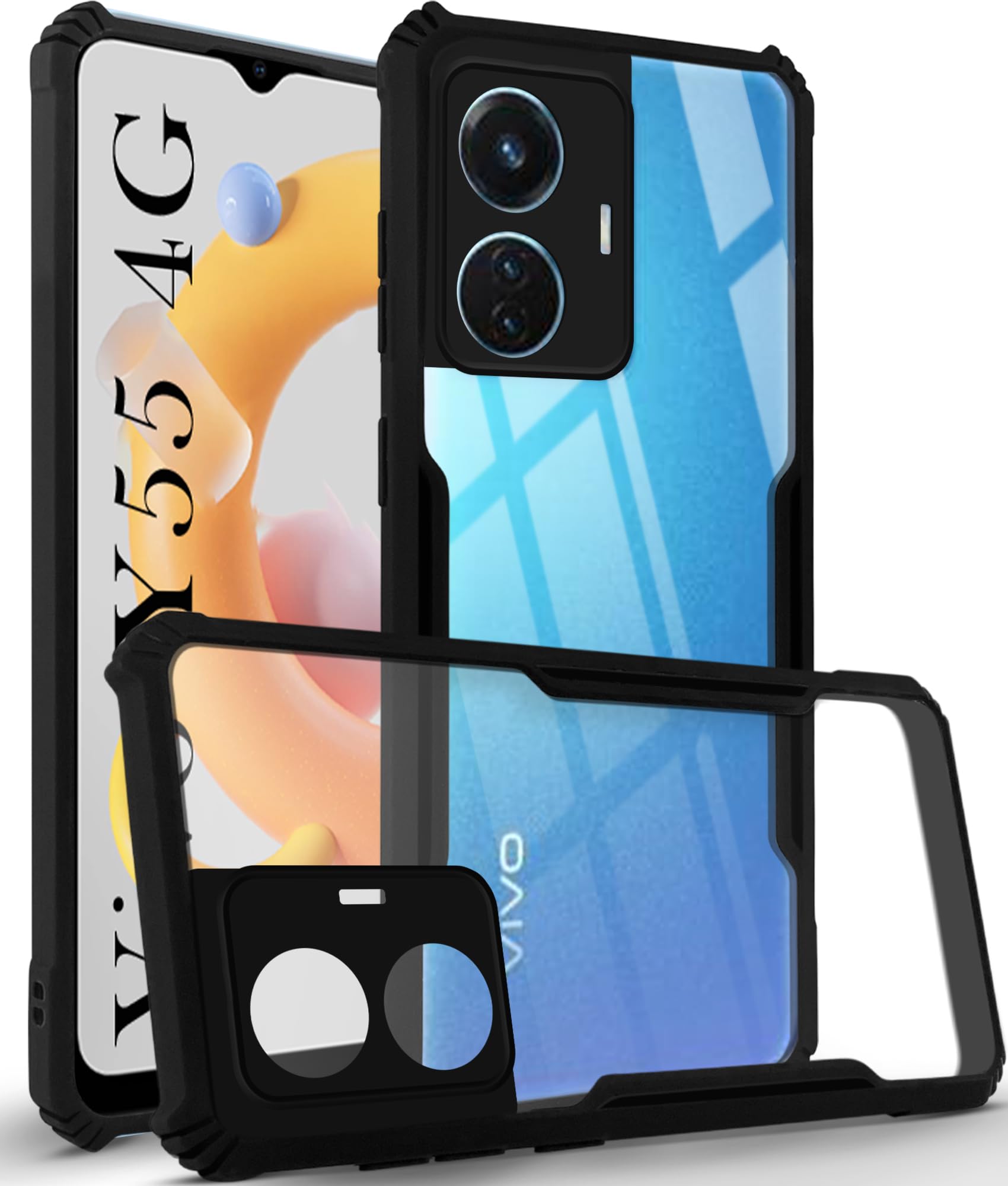 For Vivo Y55 4G Back Cover Case (Shockproof with Polycarbonate Clear Panel)