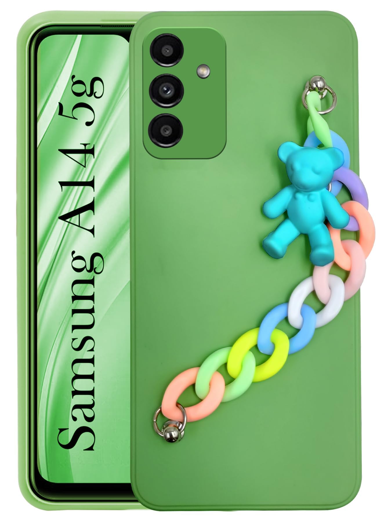 For Samsung Galaxy A14 4G | 5G Back Cover Girls (Teddy Toy Cartoon | with Bracelet)