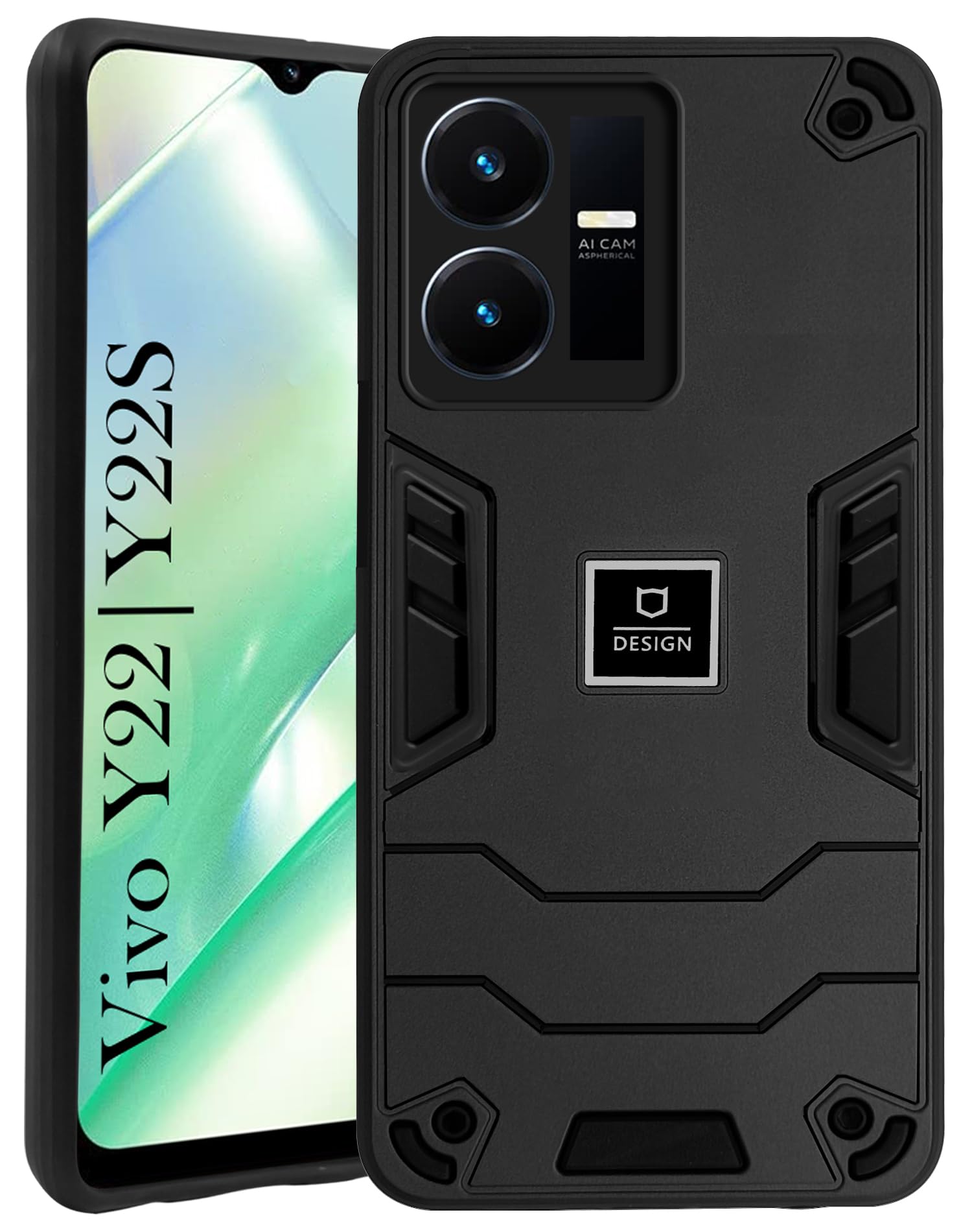 For VIVO Y22 | VIVO Y22s Back Cover Case (Lightweight Hybrid Armor Shockproof Polycarbonate)