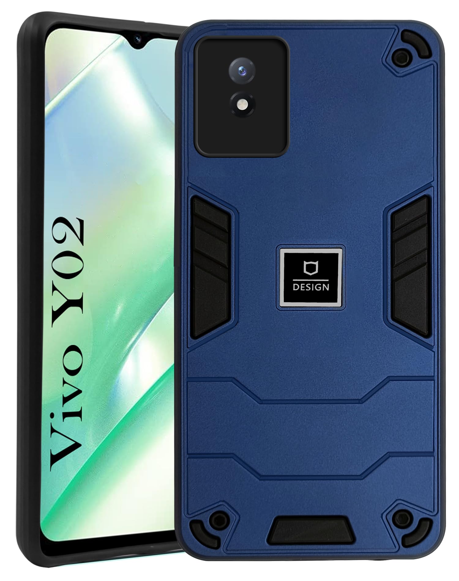 For Vivo Y02 Back Cover Case (Lightweight Hybrid Armor Shockproof Polycarbonate)