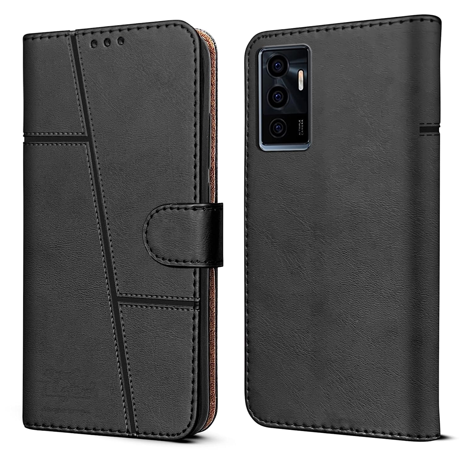 For Vivo V23e 4G | 5G Flip Cover Case (Stitched Leather Closure)