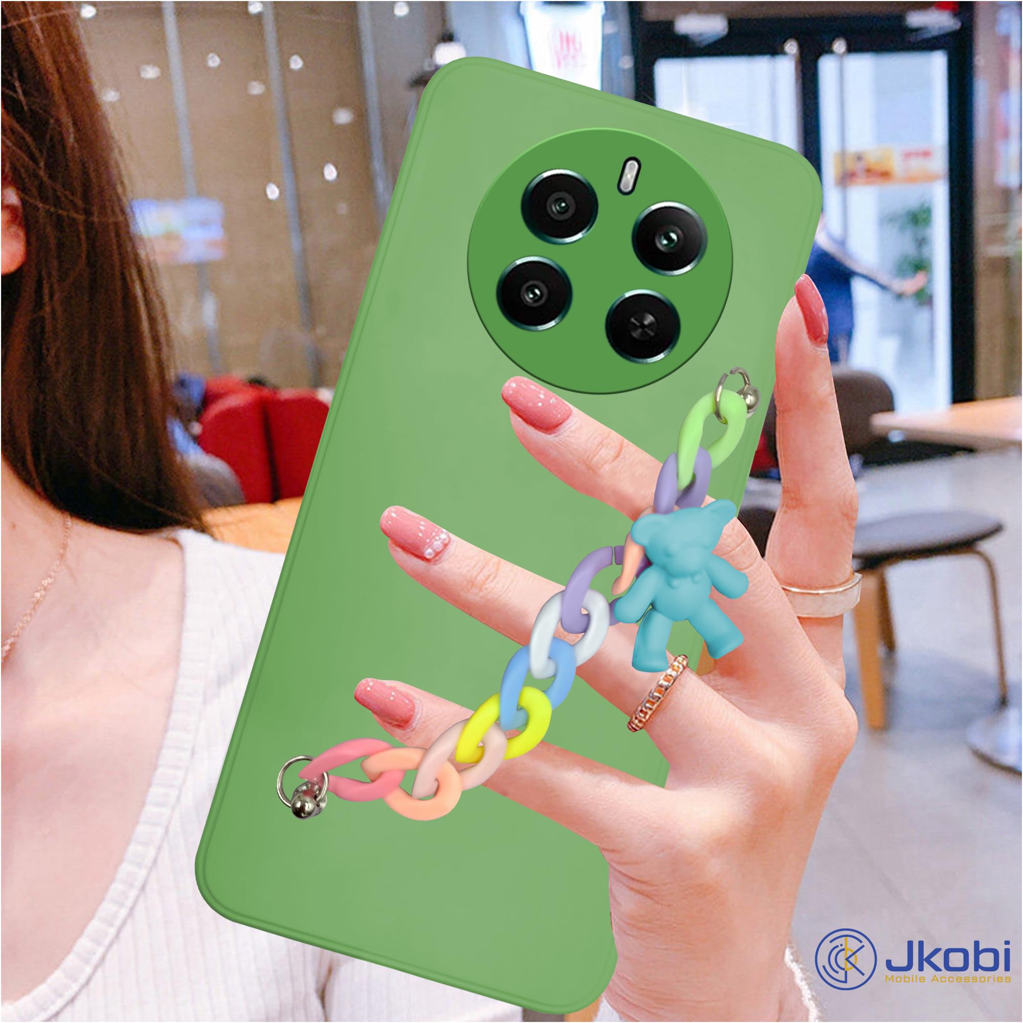 For Realme P1 5G Back Cover Girls Case with Bracelet (Wrist Hanging Chain | Teddy Toy Cartoon)